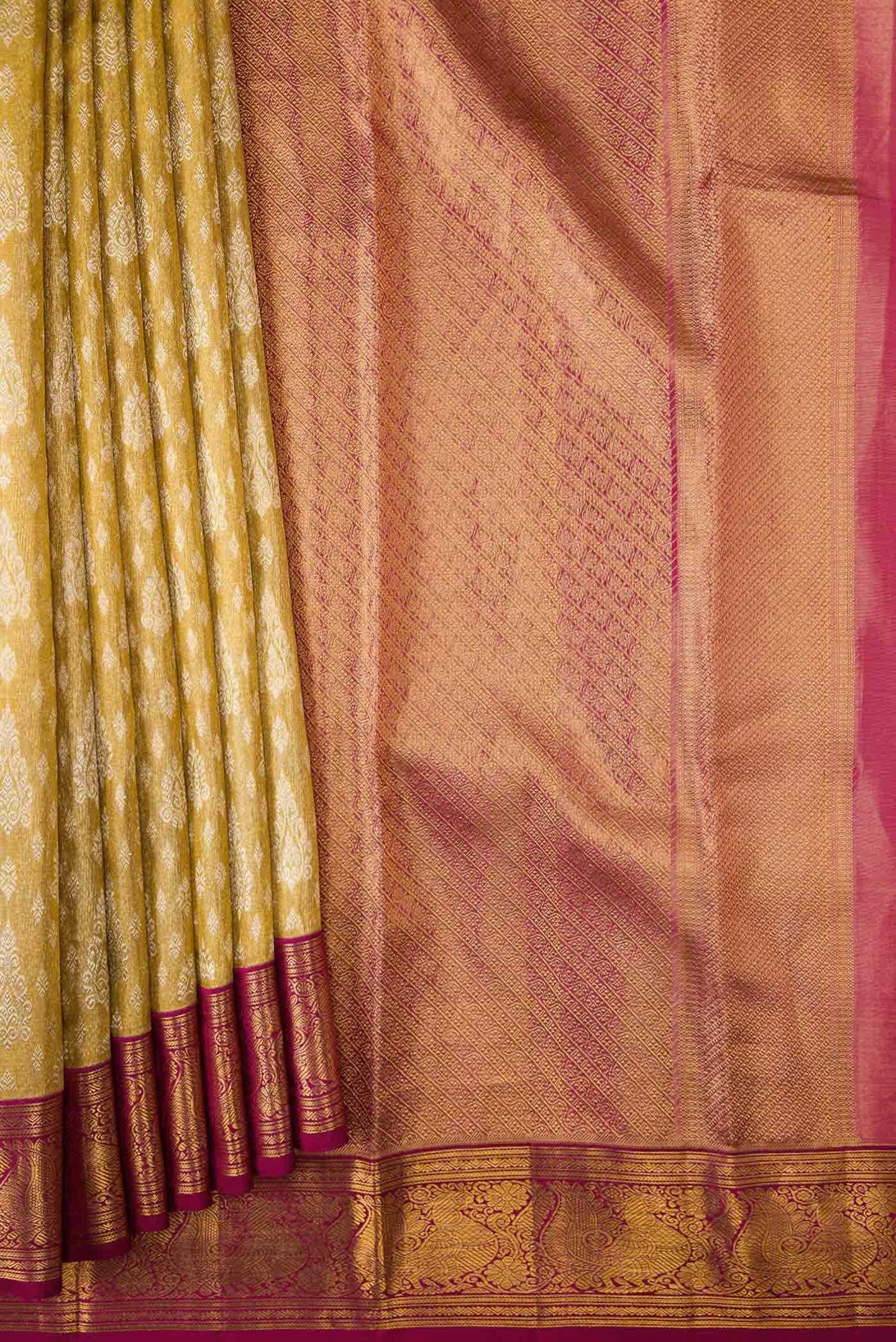 Gold Dual Tone Kanchipuram Tissue Silk Saree