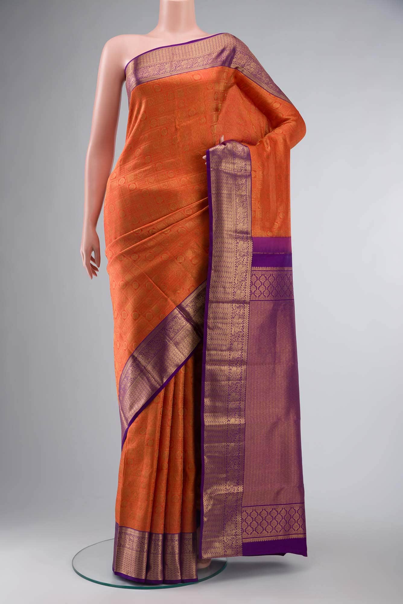 Orange Kanchipuram Silk Saree