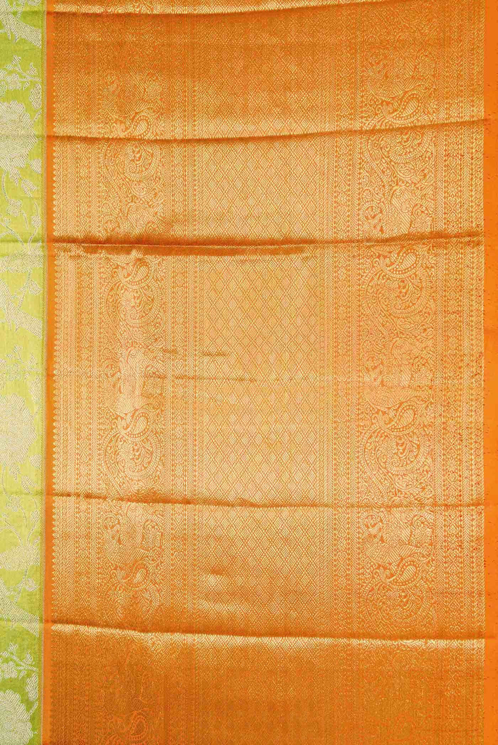 Parrot Green Dual Tone Kanchipuram Tissue Silk Saree