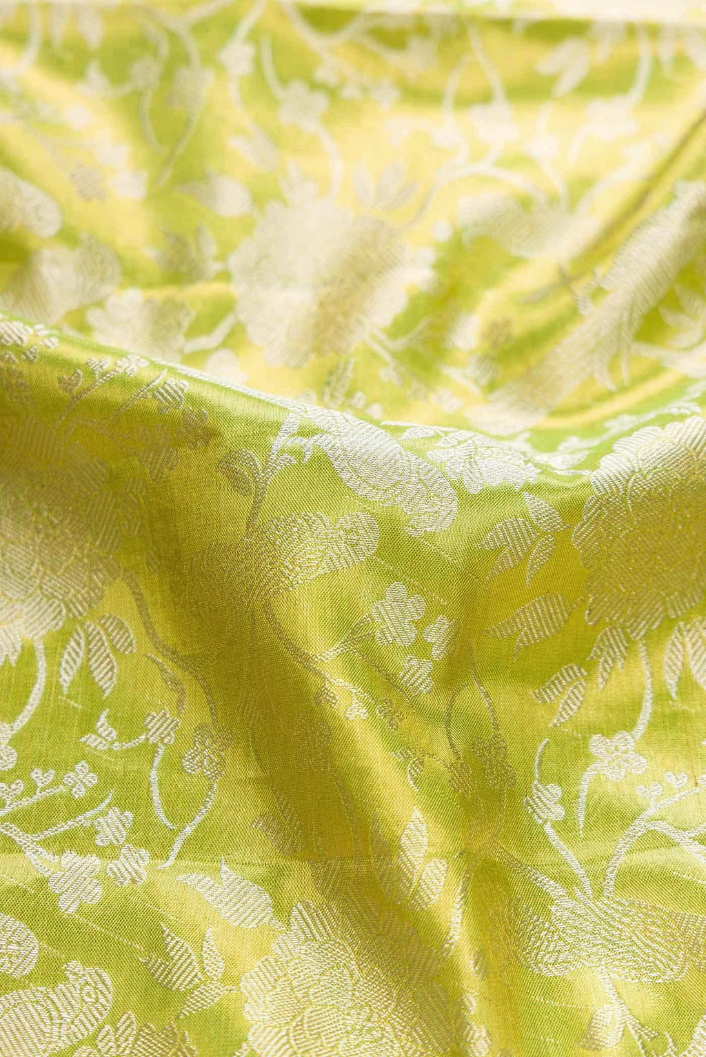 Parrot Green Dual Tone Kanchipuram Tissue Silk Saree