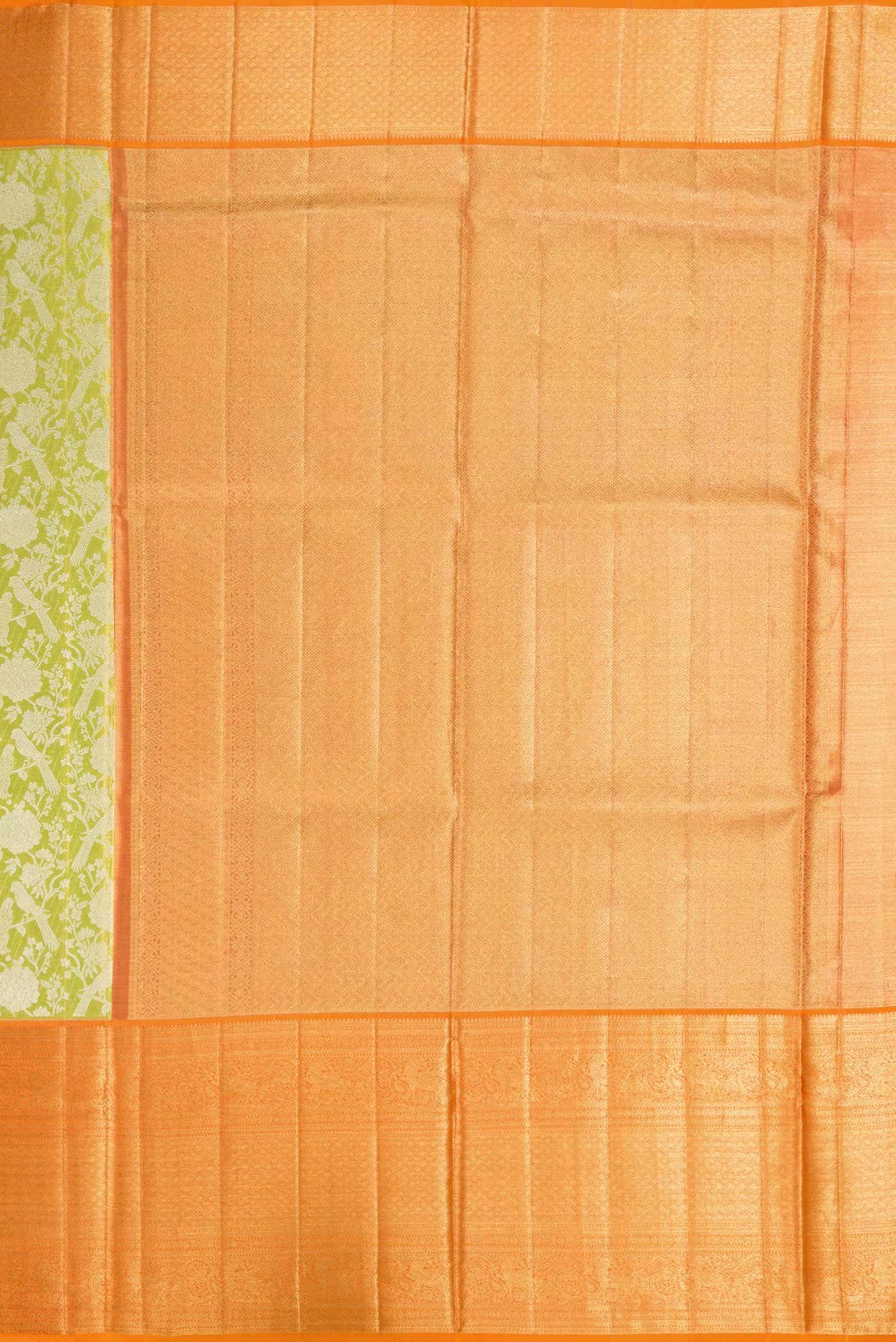 Parrot Green Dual Tone Kanjivaram Tissue Silk Saree