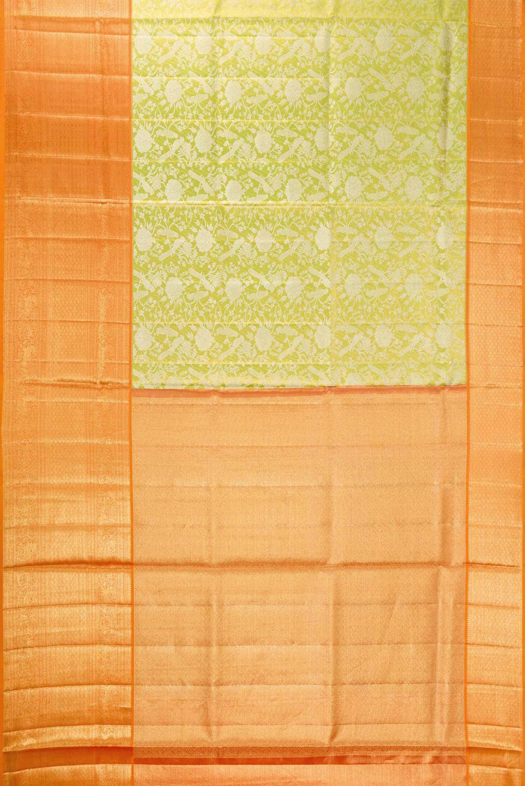 Parrot Green Dual Tone Kanchipuram Tissue Silk Saree