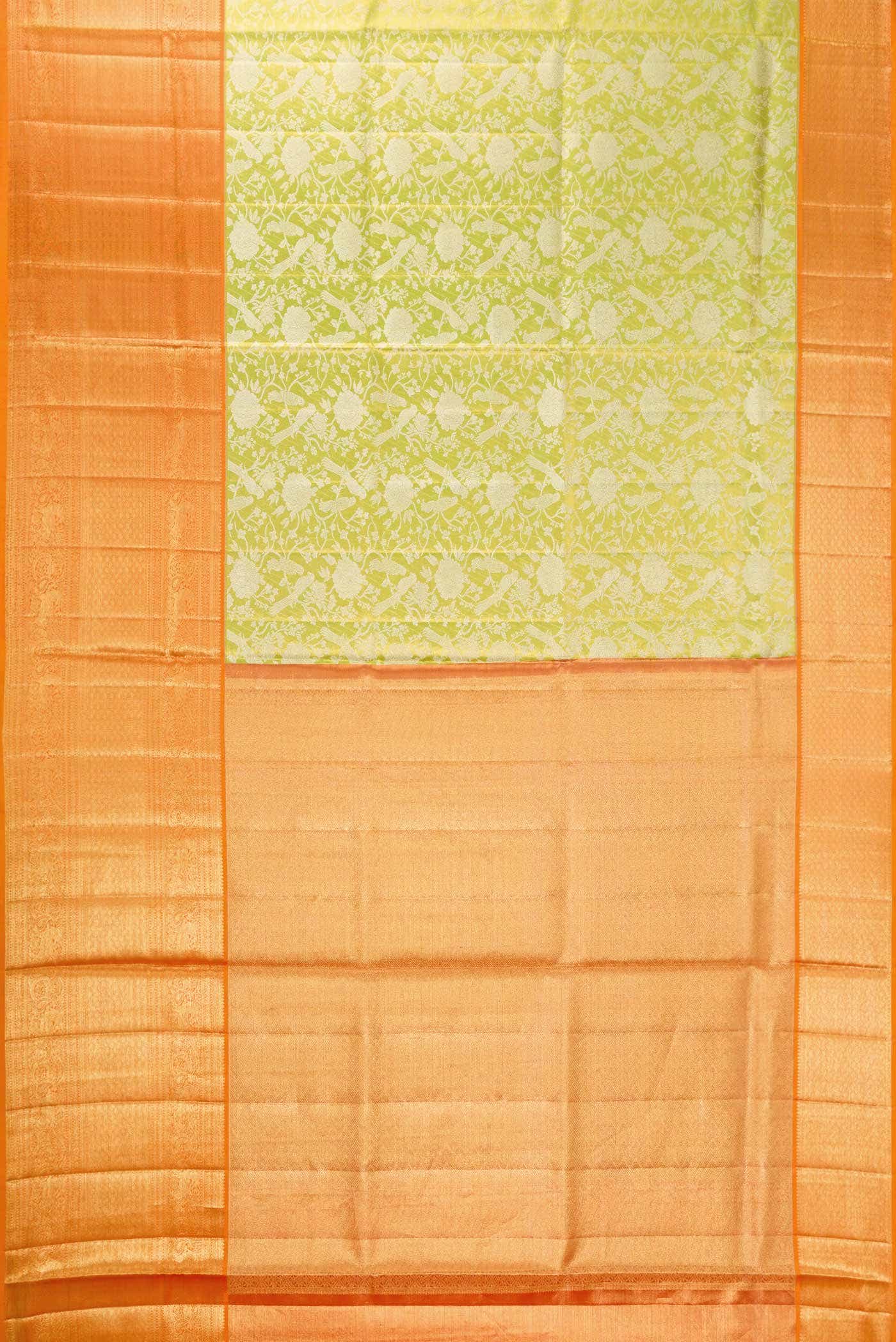 Parrot Green Dual Tone Kanchipuram Tissue Silk Saree