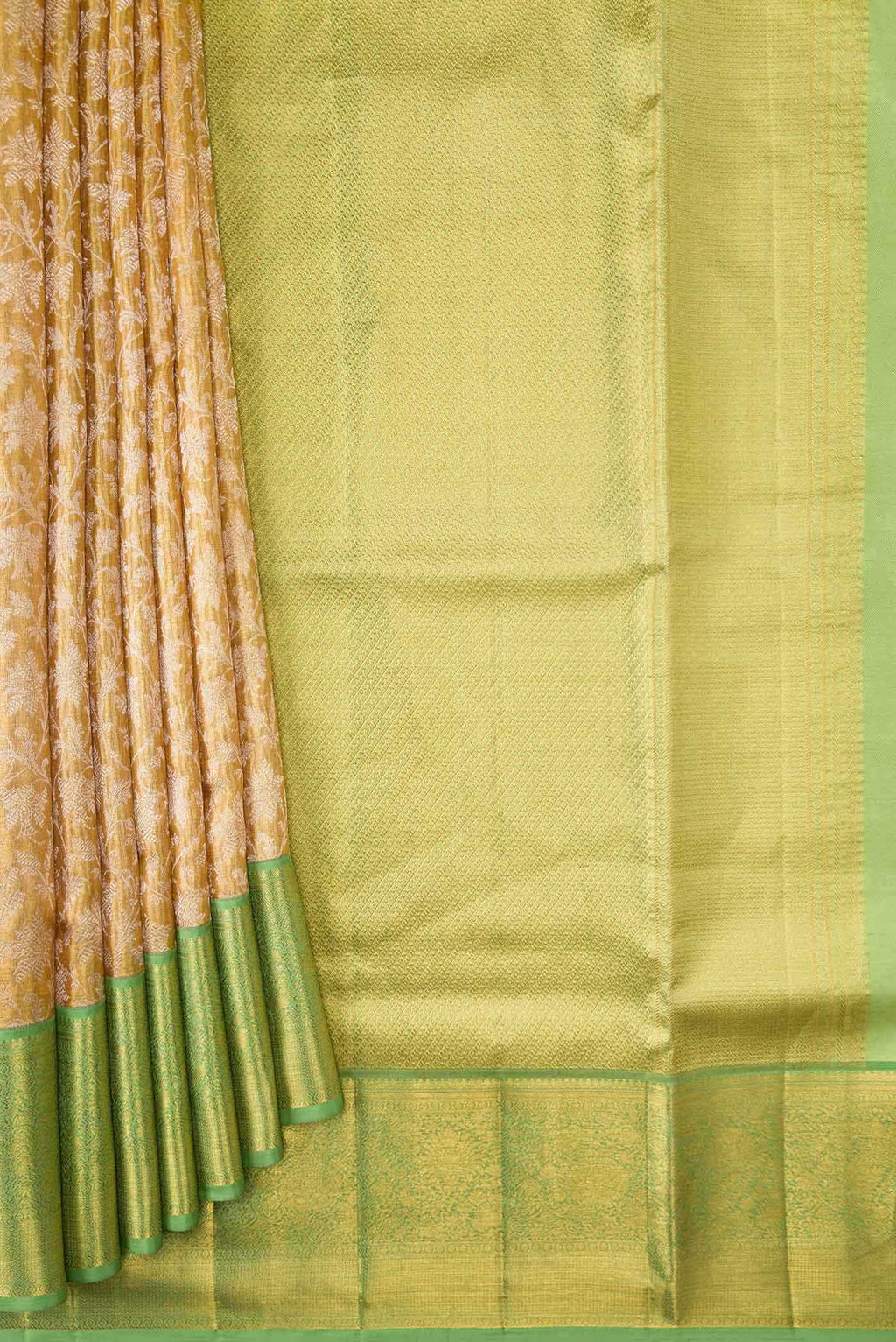 Gold Dual Tone Kanchipuram Tissue Silk Saree