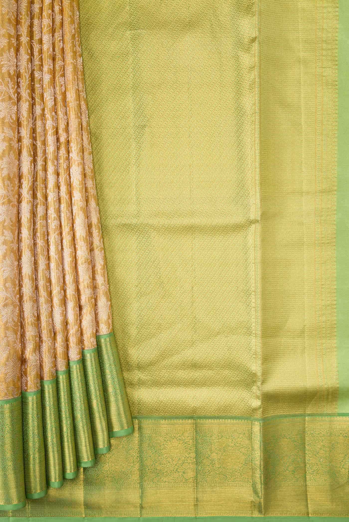 Gold Dual Tone Kanchipuram Tissue Silk Saree