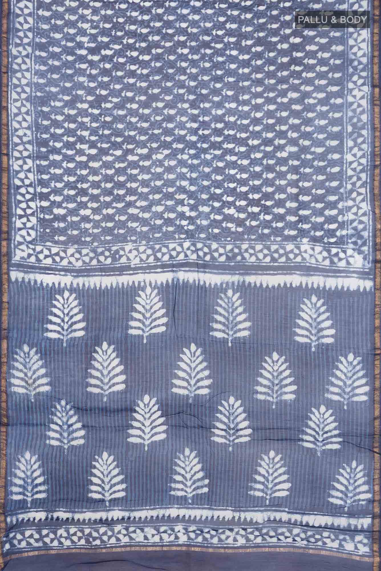 Blue Chanderi Silk Cotton Saree