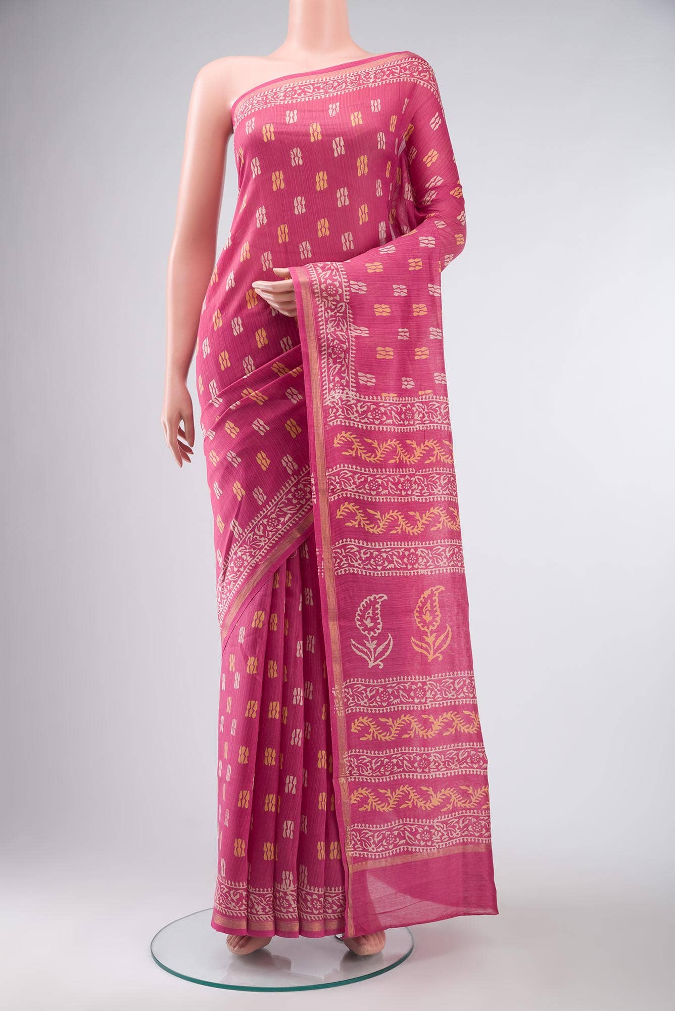 Pink Chanderi Silk Cotton Saree