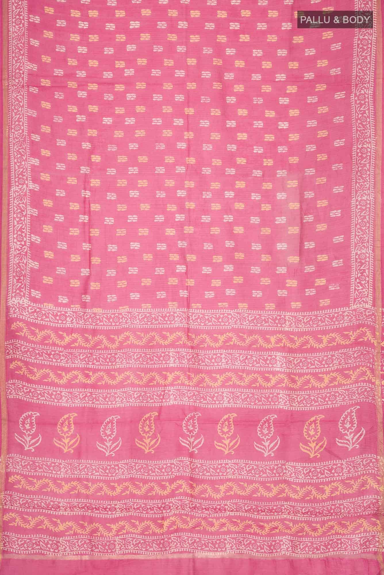 Pink Chanderi Silk Cotton Saree