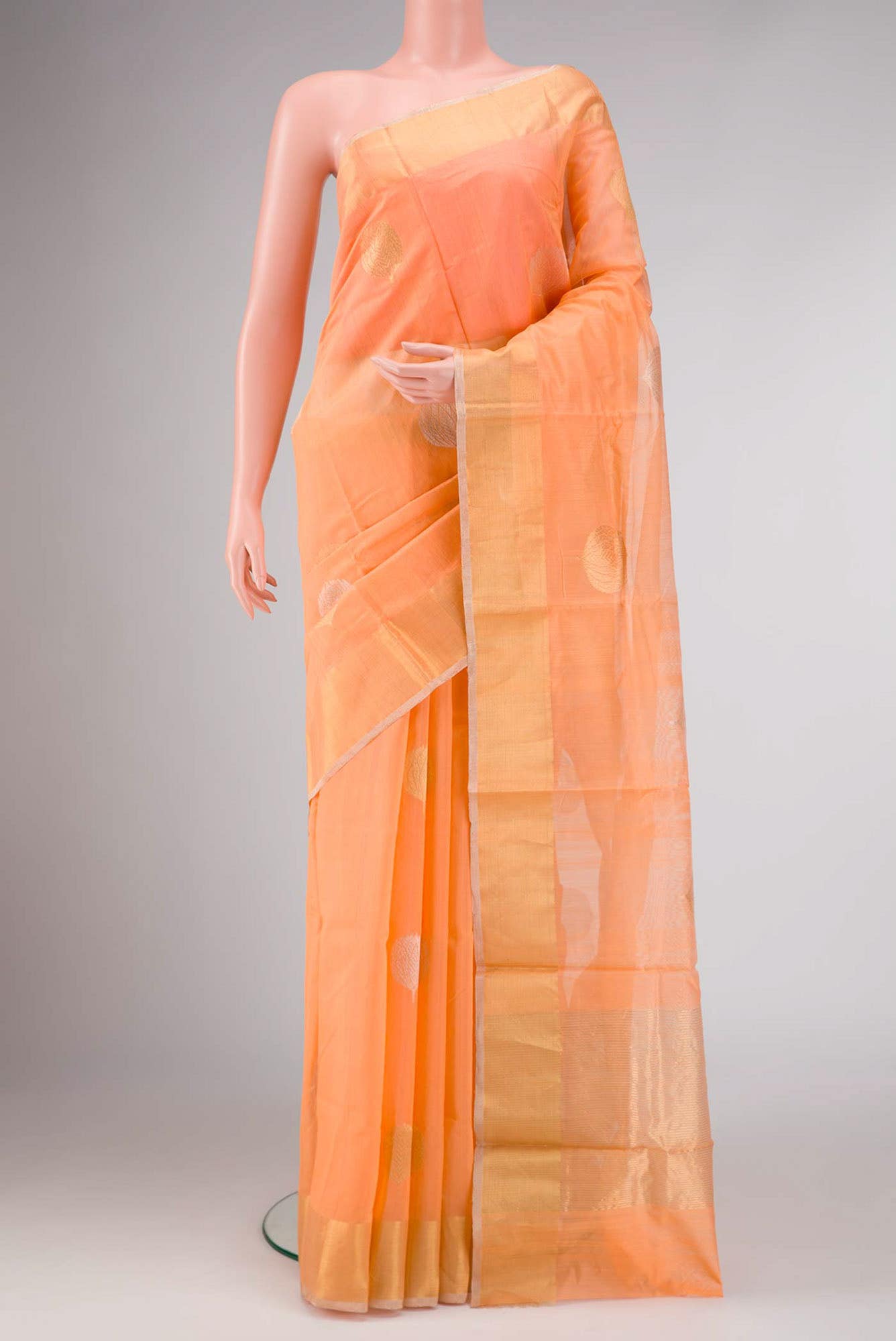 Orange Dual Tone Chanderi Silk Saree
