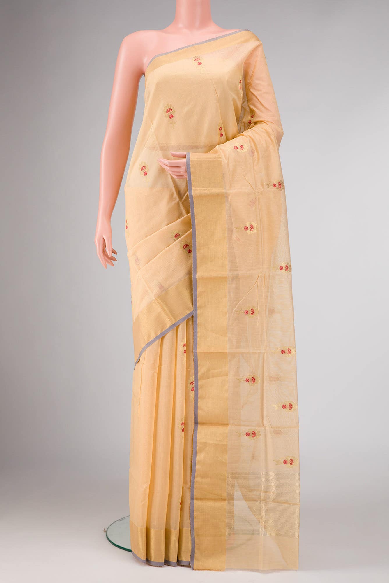 Sandal Dual Tone Chanderi Silk Saree