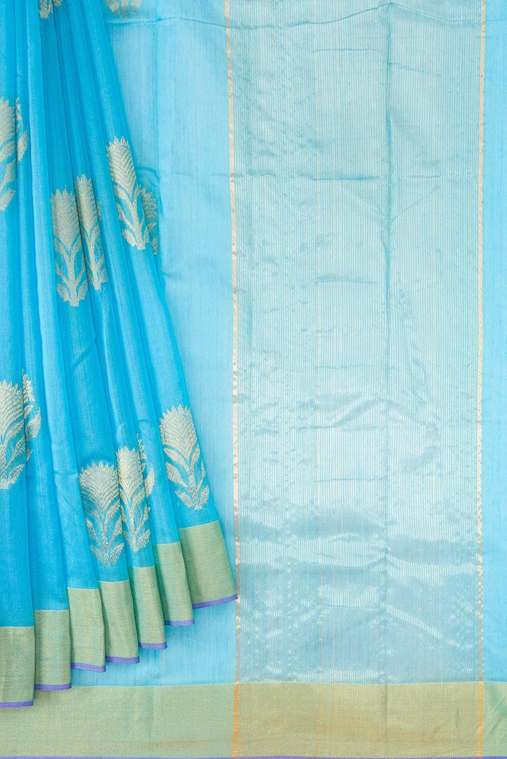 Sky Blue Chanderi Silk Saree