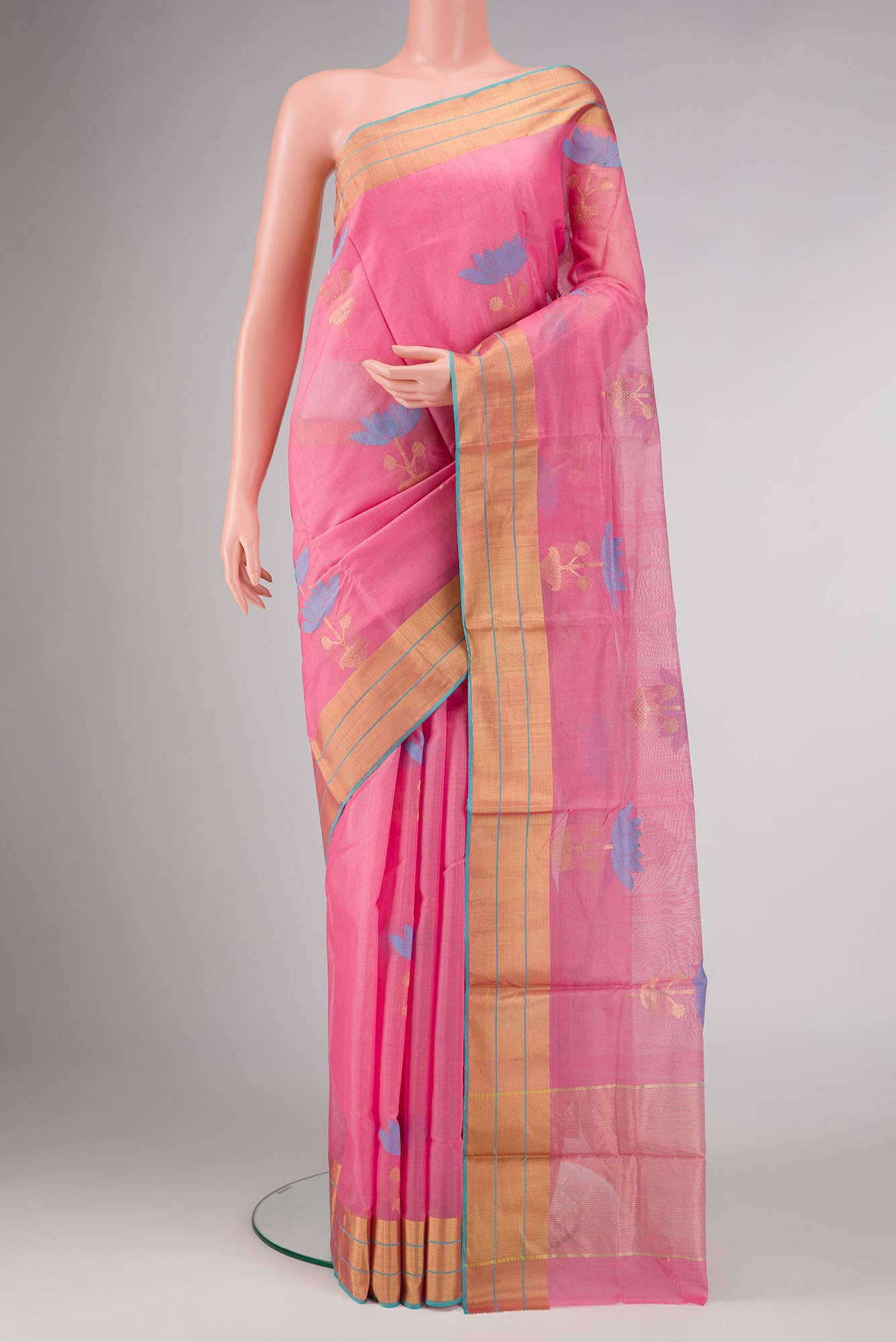 Pink Dual Tone Chanderi Silk Saree