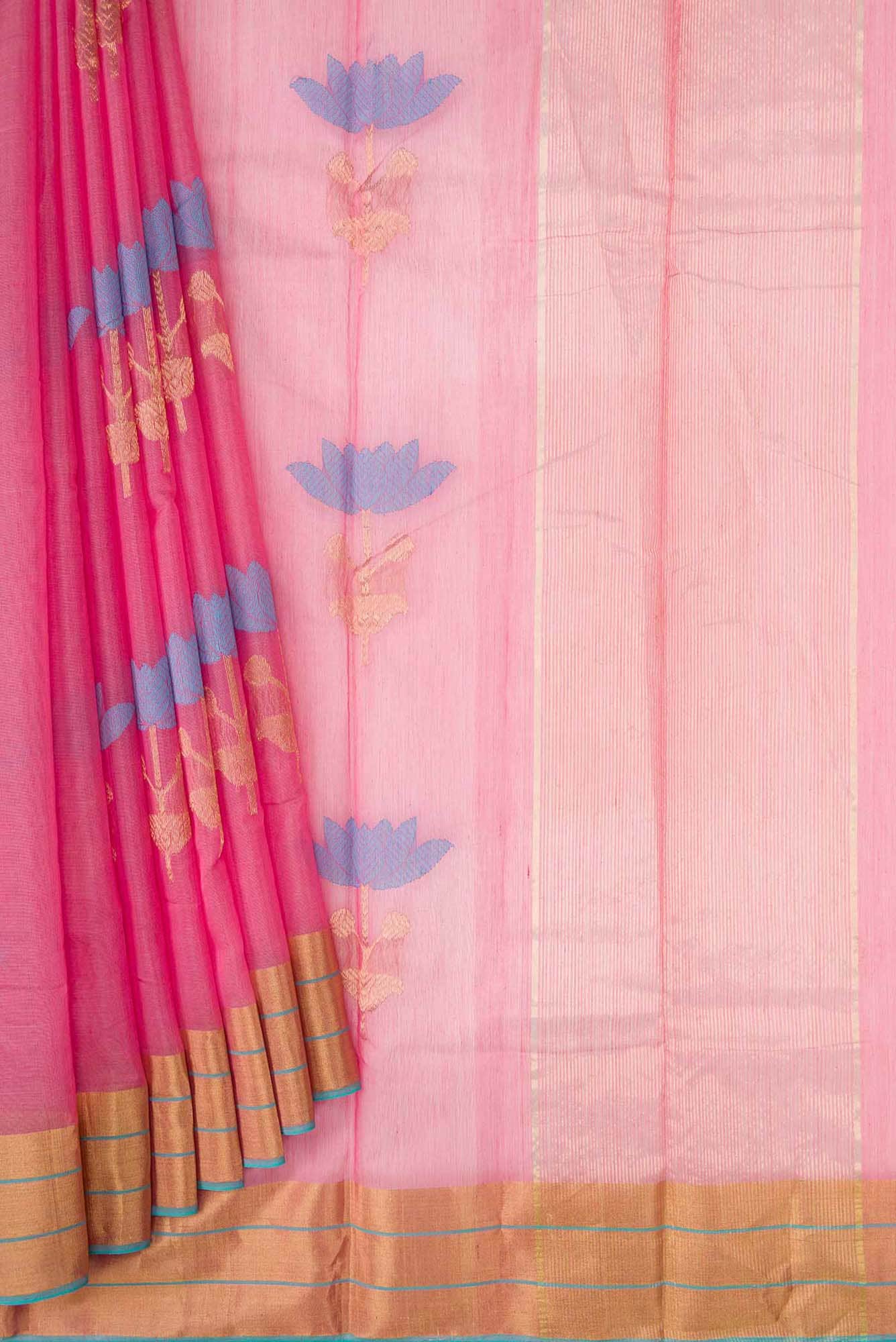 Pink Dual Tone Chanderi Silk Saree