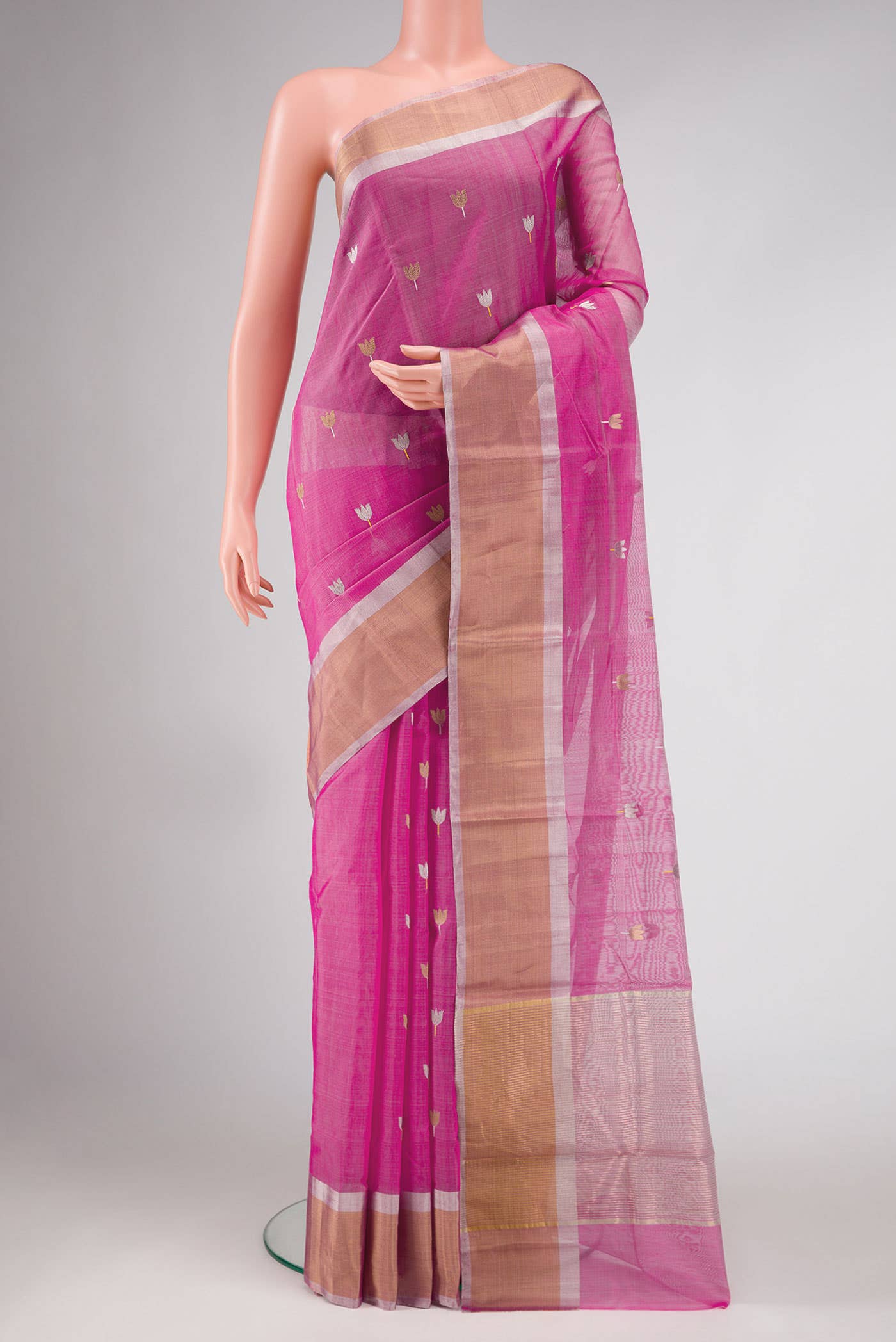Pink Chanderi Silk Saree