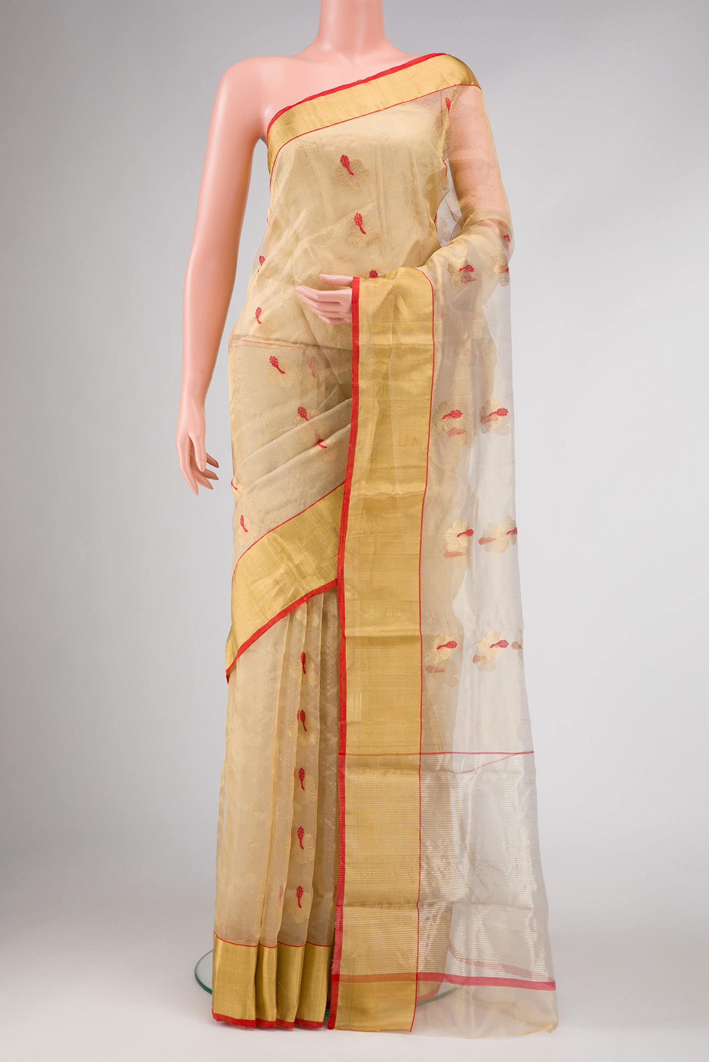 Gold Dual Tone Chanderi Tissue Silk Saree