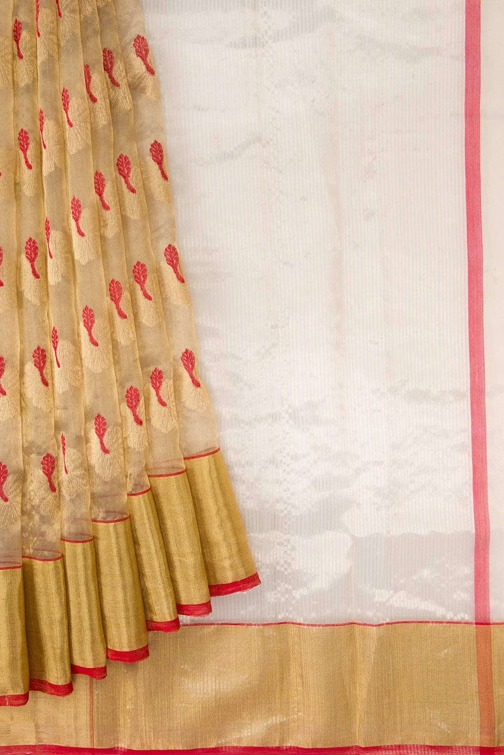 Gold Dual Tone Chanderi Tissue Silk Saree