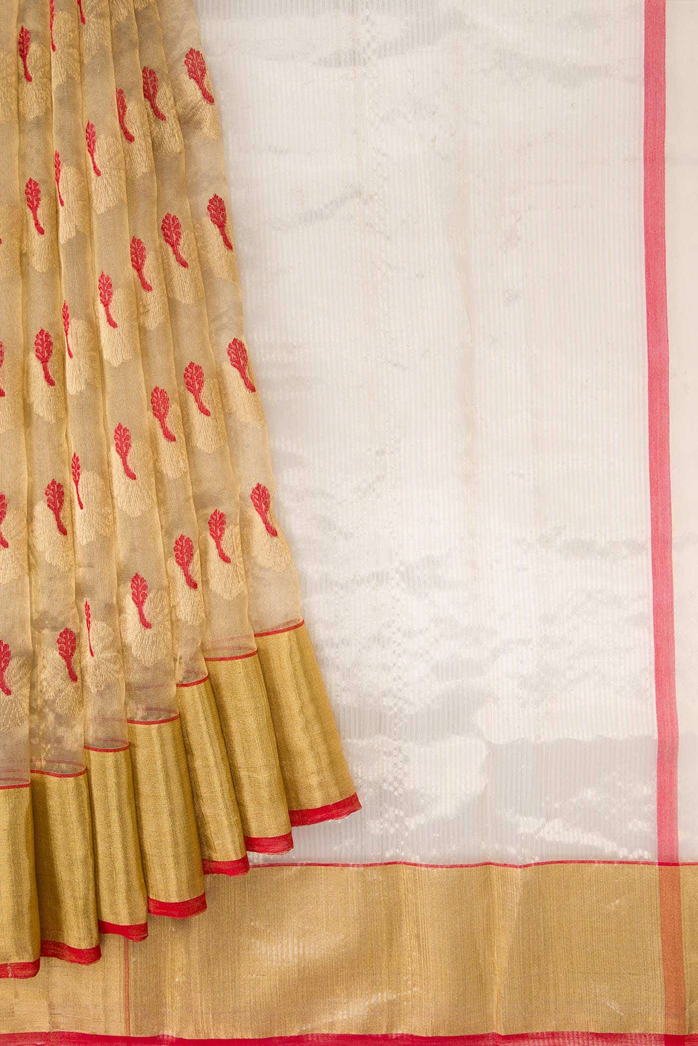 Gold Dual Tone Chanderi Tissue Silk Saree
