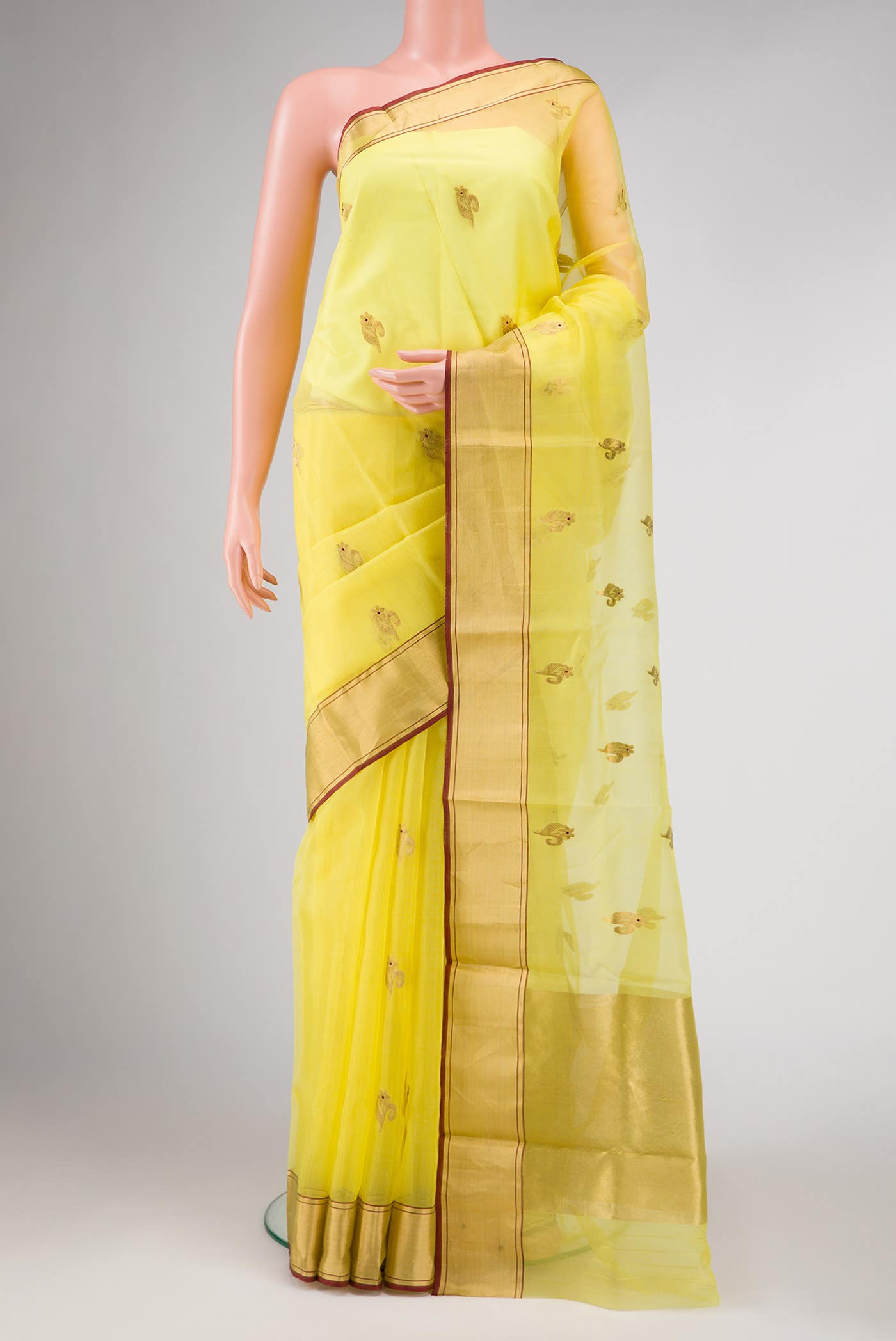 Lemon Yellow Chanderi Silk Saree