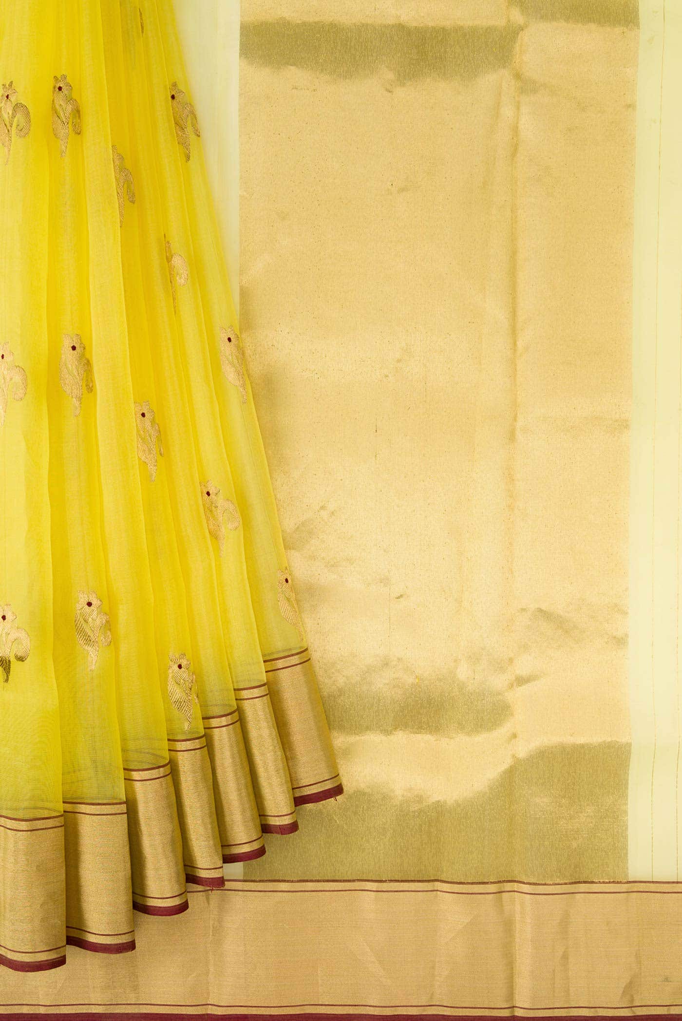 Lemon Yellow Chanderi Silk Saree