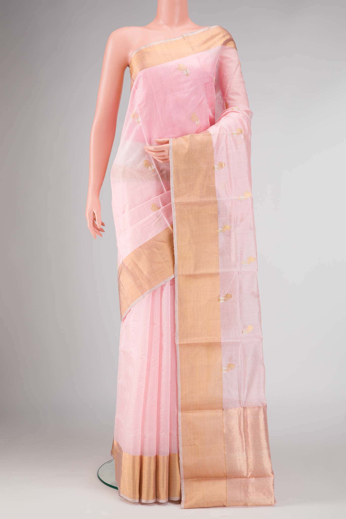 Pink Dual Tone Chanderi Silk Saree