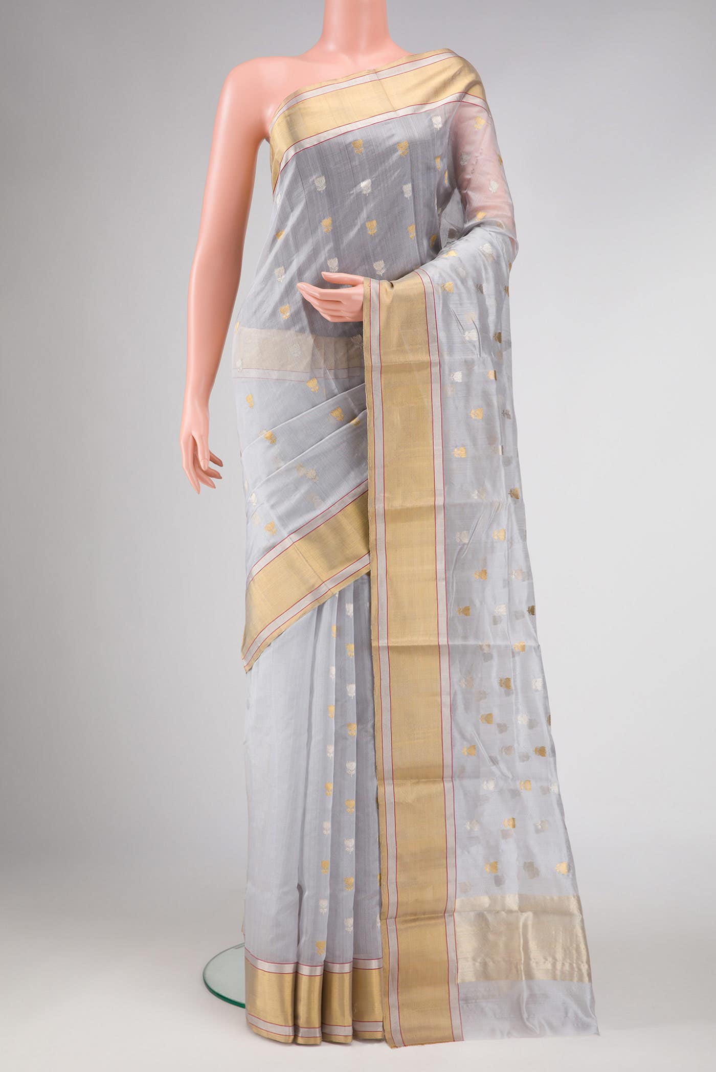 Grey Chanderi Silk Saree