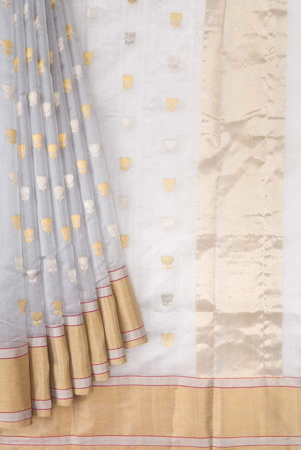 Grey Chanderi Silk Saree