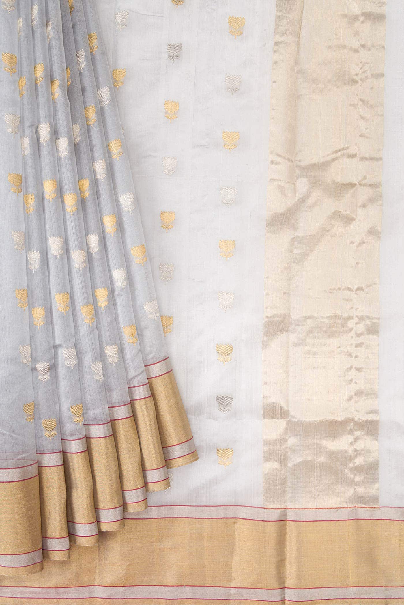 Grey Chanderi Silk Saree