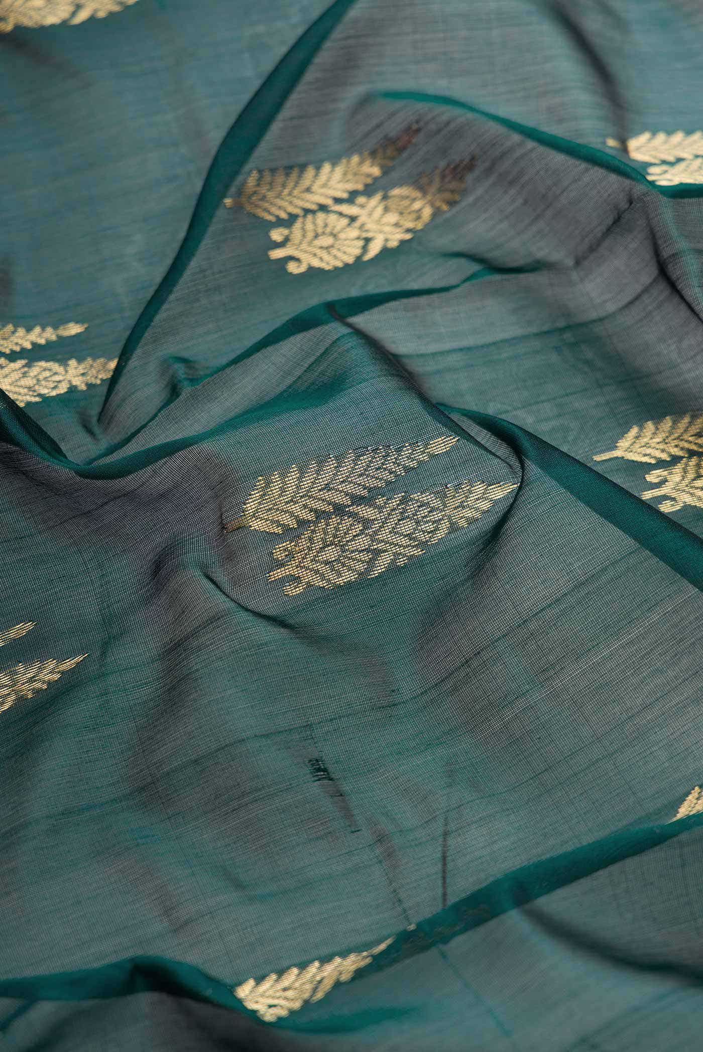 Bottle Green Dual Tone Chanderi Silk Saree