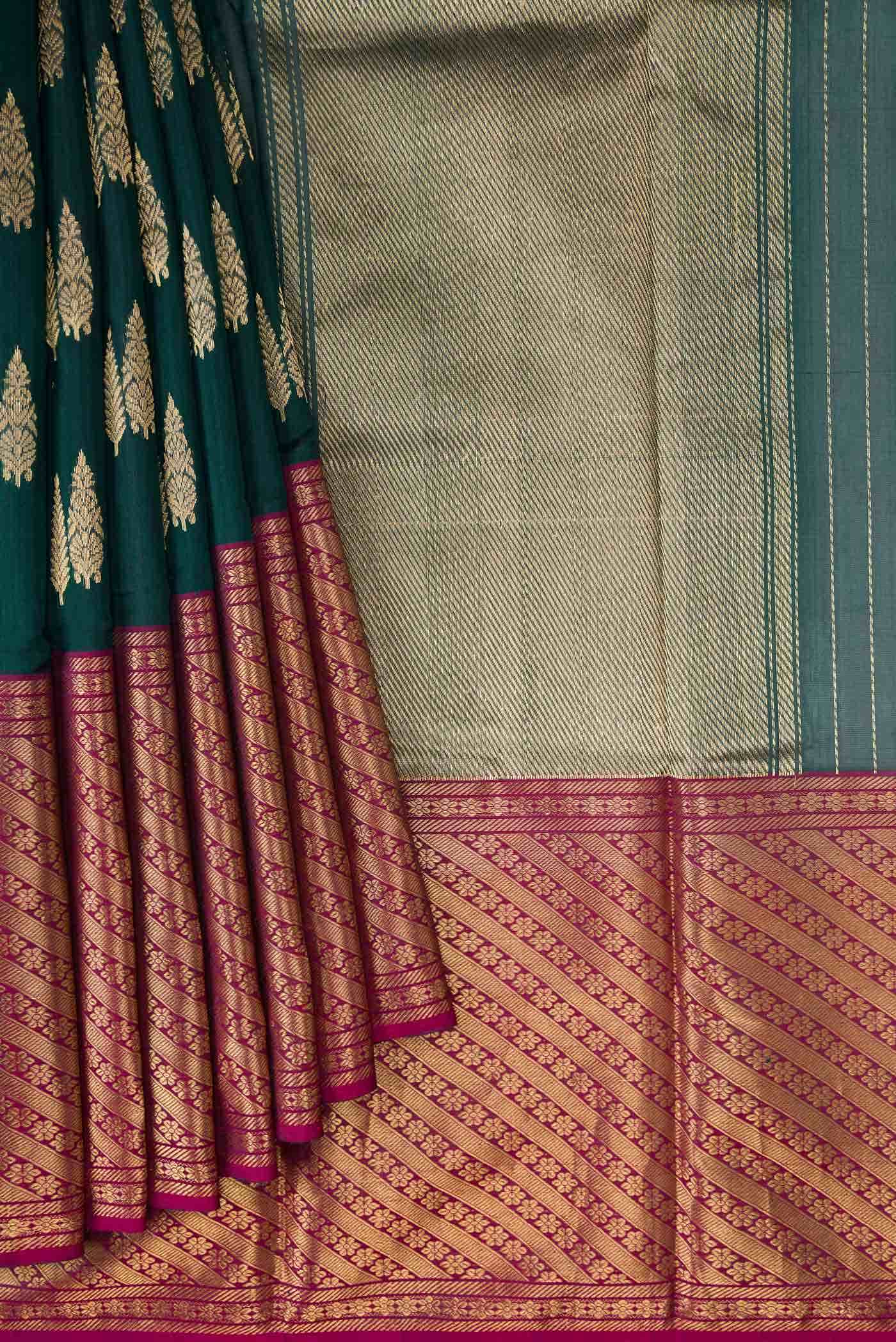 Bottle Green Dual Tone Chanderi Silk Saree