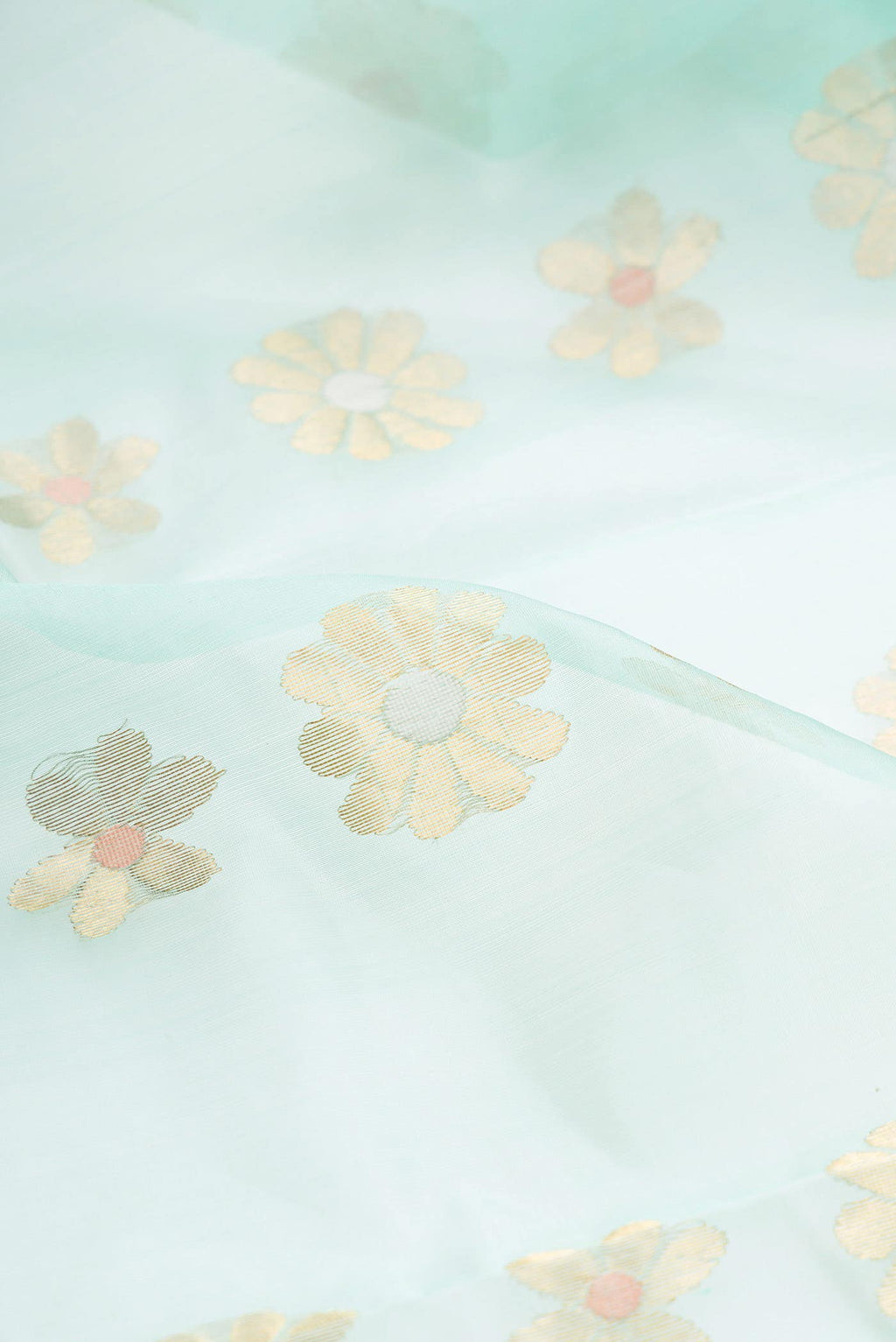 Sky Blue Chanderi Silk Saree