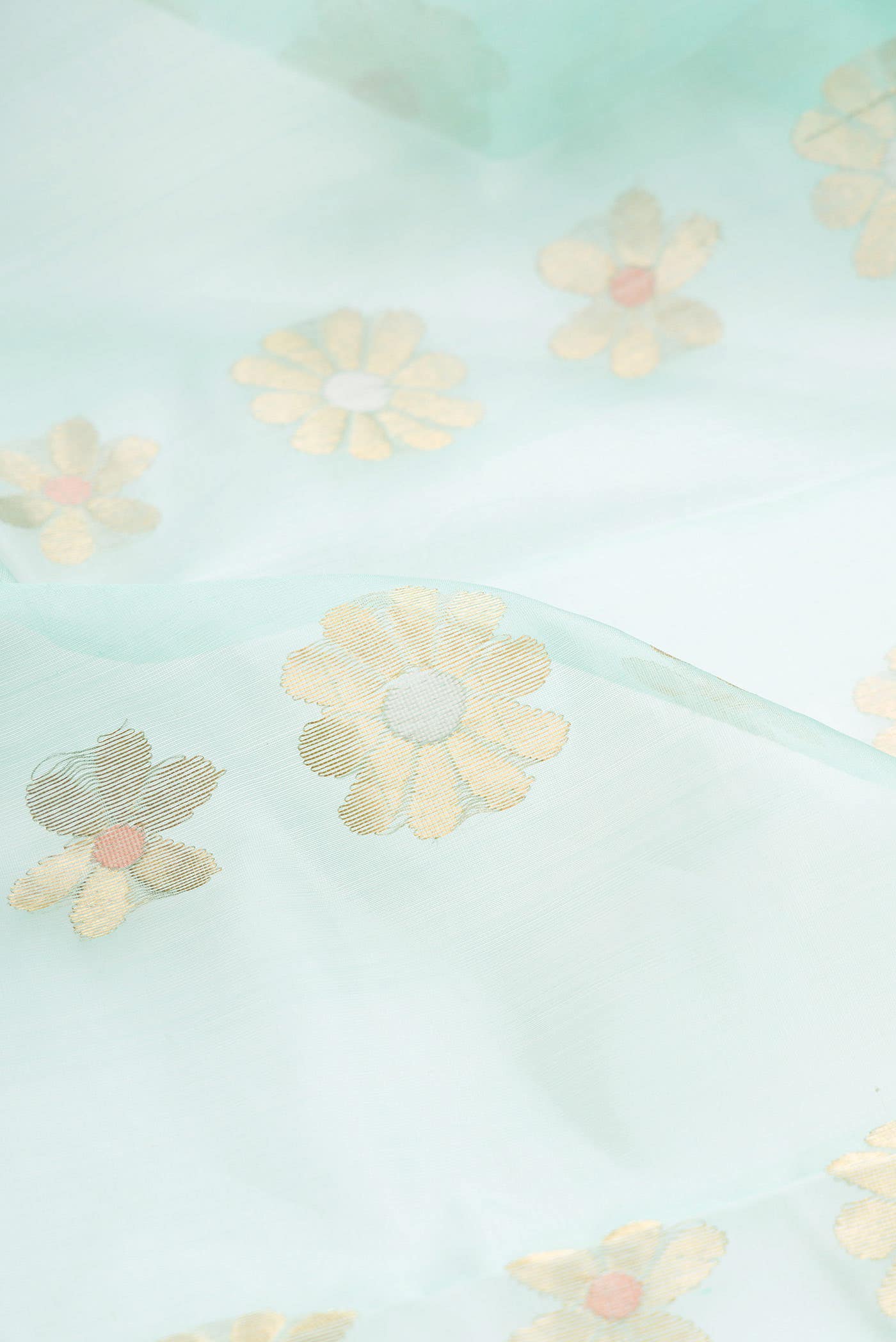Sky Blue Chanderi Silk Saree