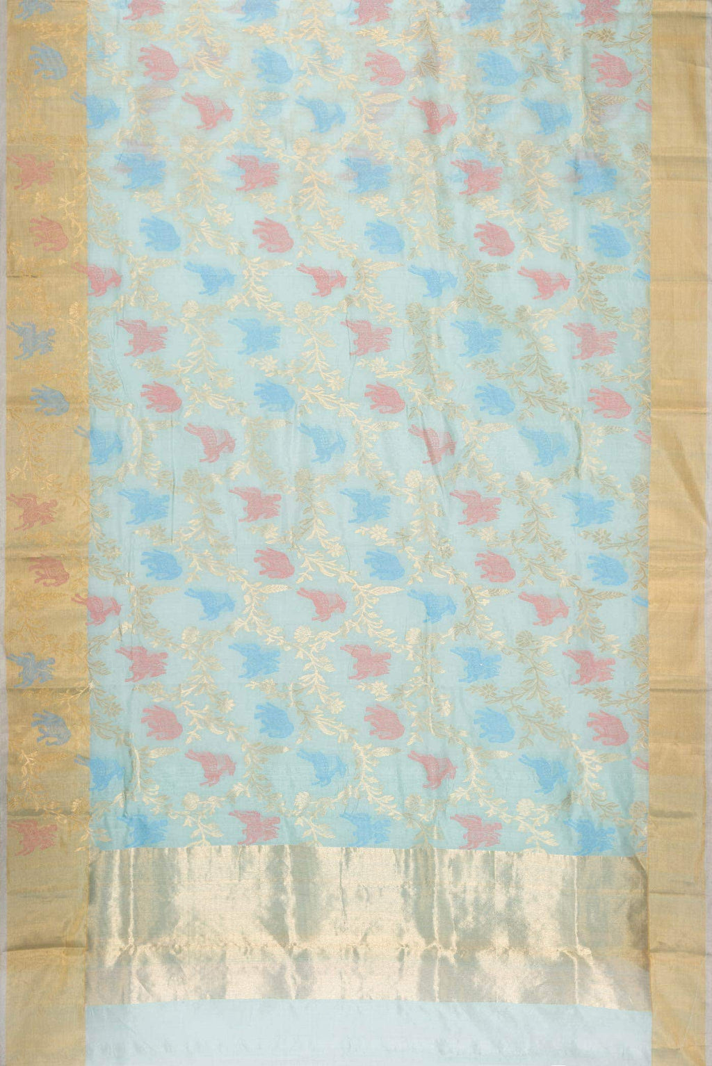 Sky Blue Chanderi Silk Saree