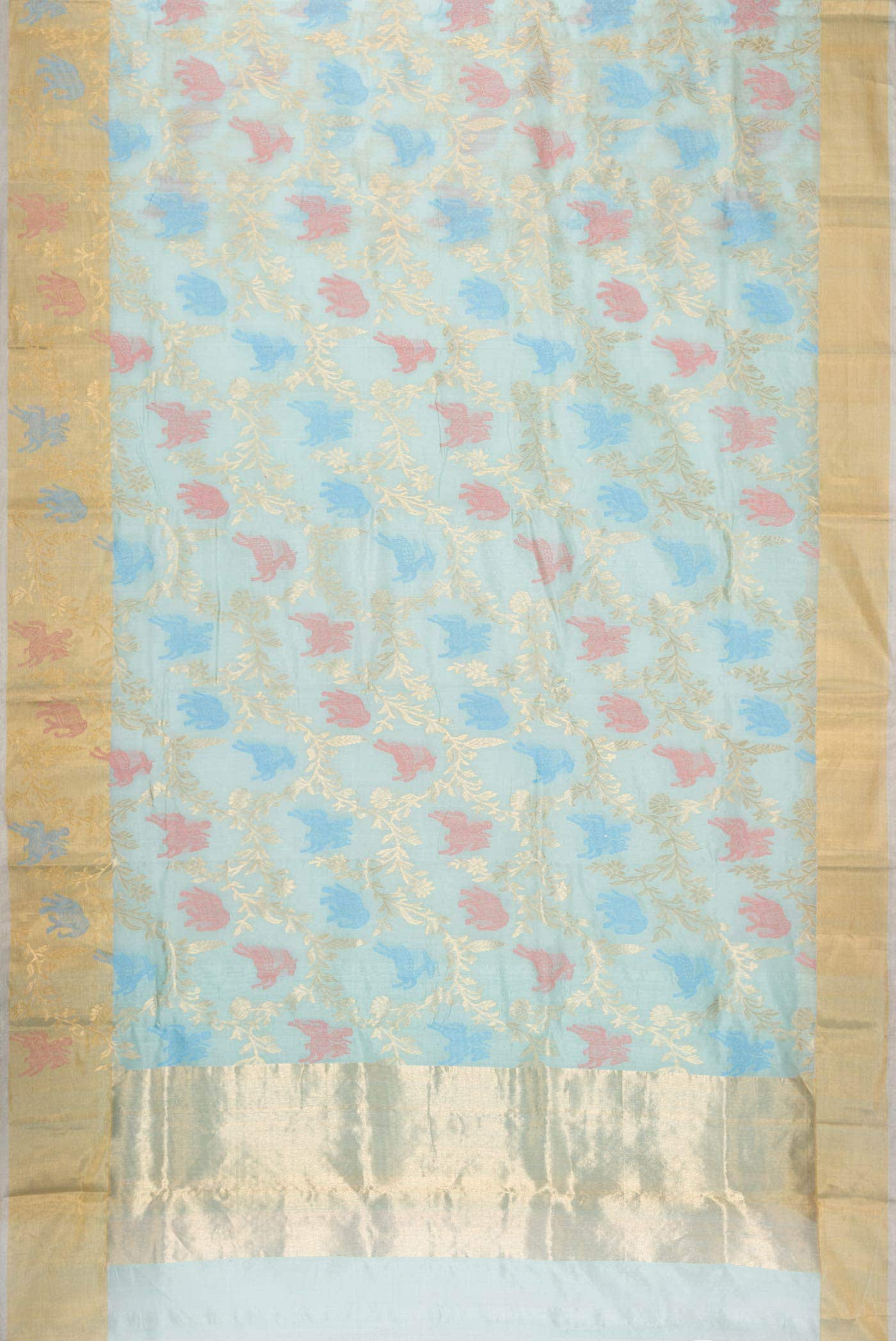 Sky Blue Chanderi Silk Saree