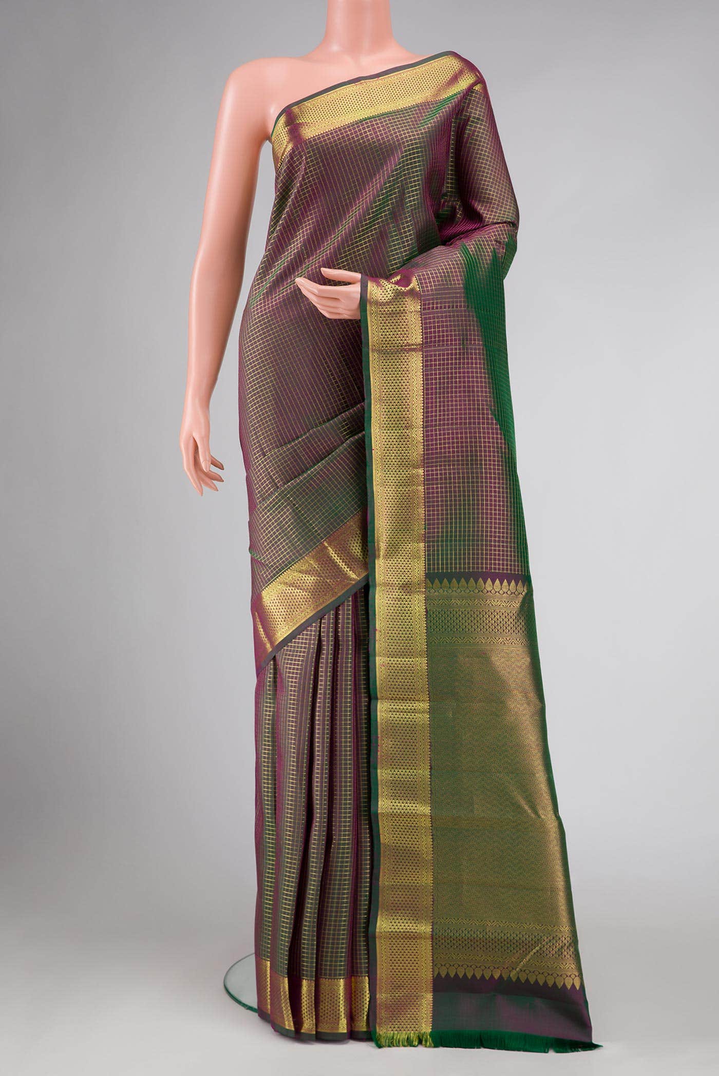 Green Dual Tone Kanchipuram Silk Saree