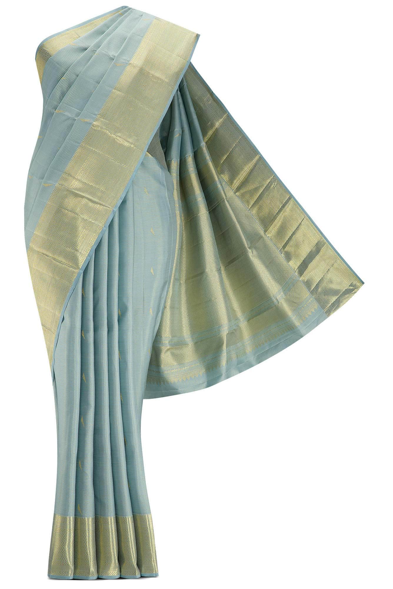 Grey Dual Tone Kanchipuram Silk Saree