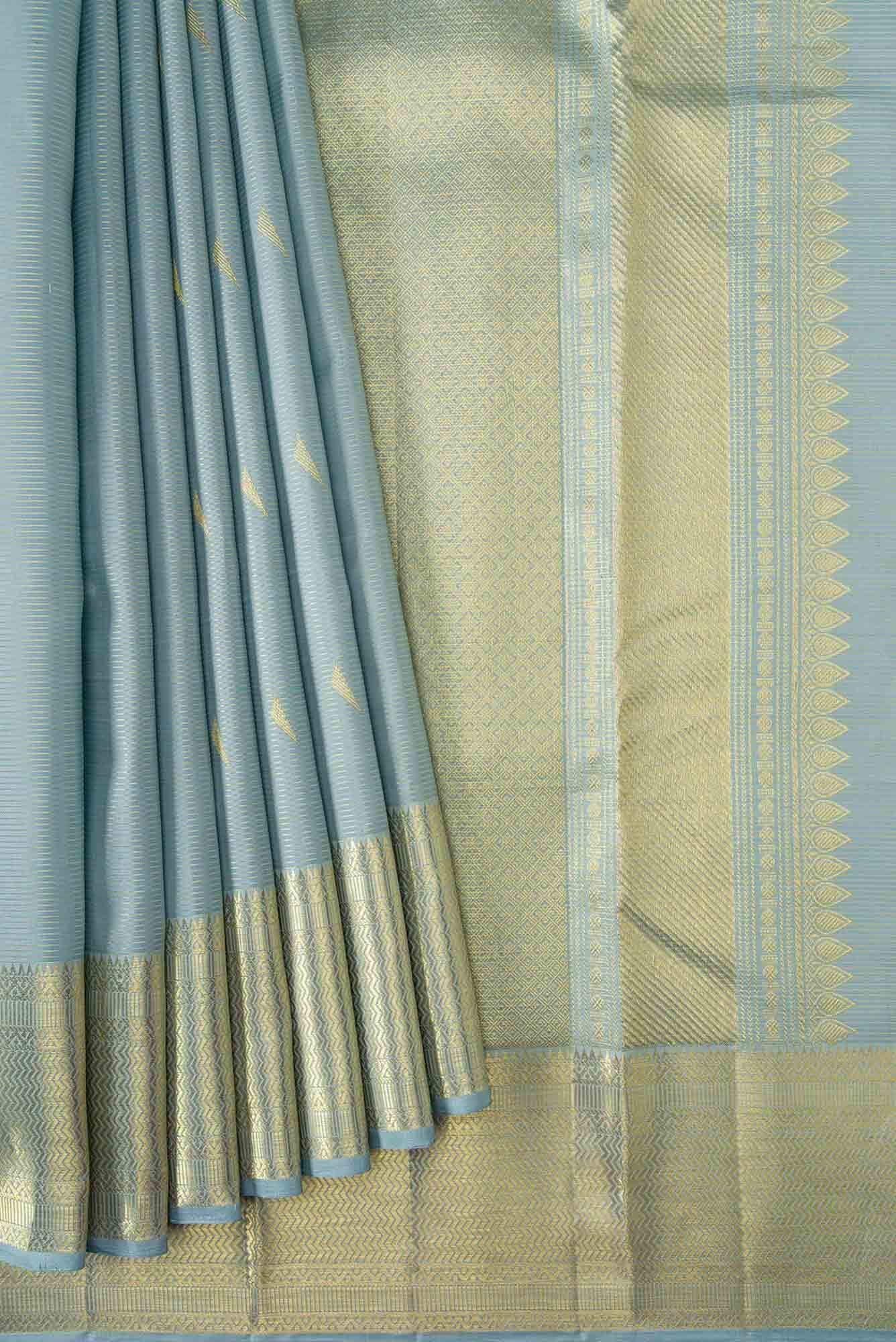 Grey Dual Tone Kanchipuram Silk Saree