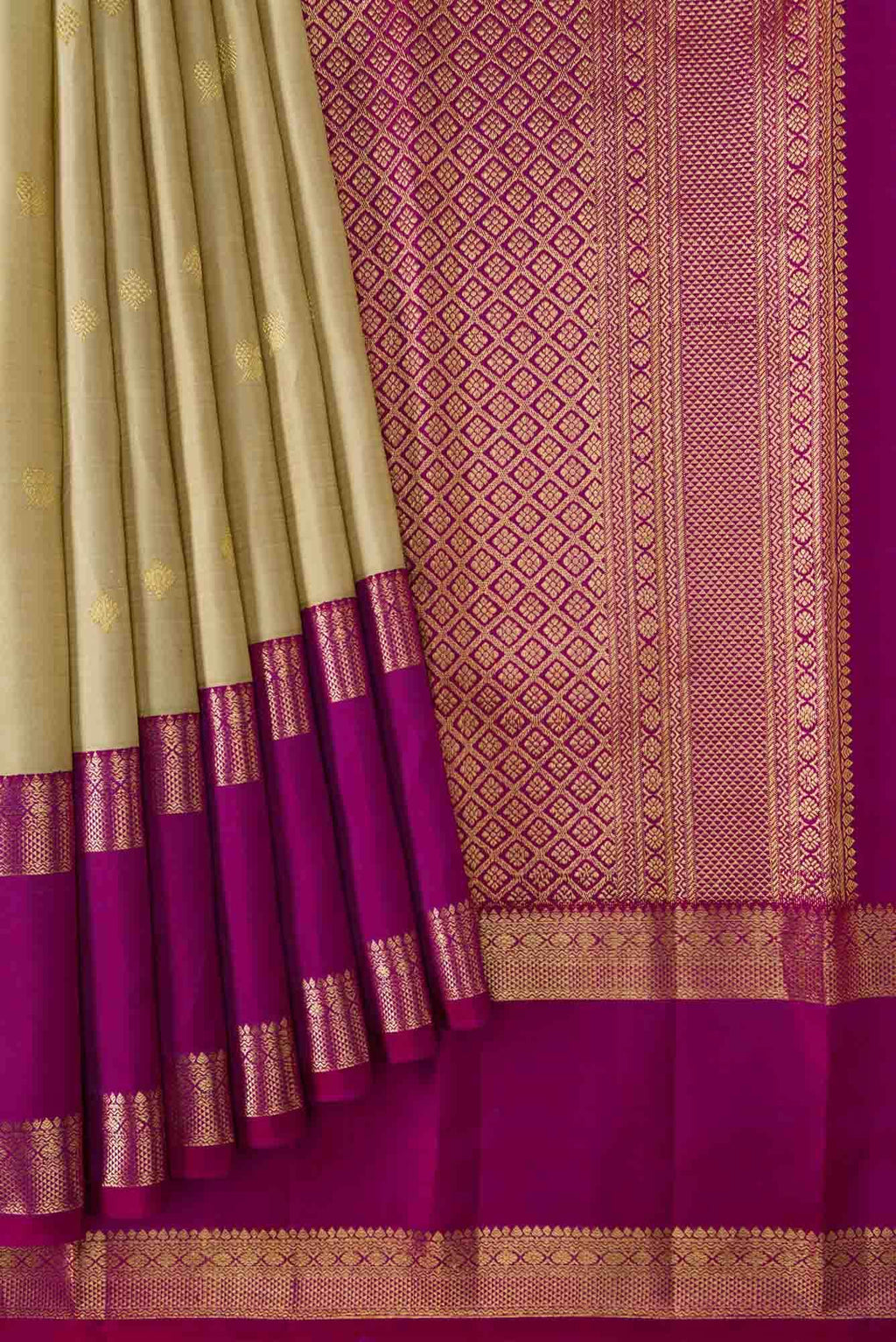 Beige Dual Tone Kanchipuram Silk Saree