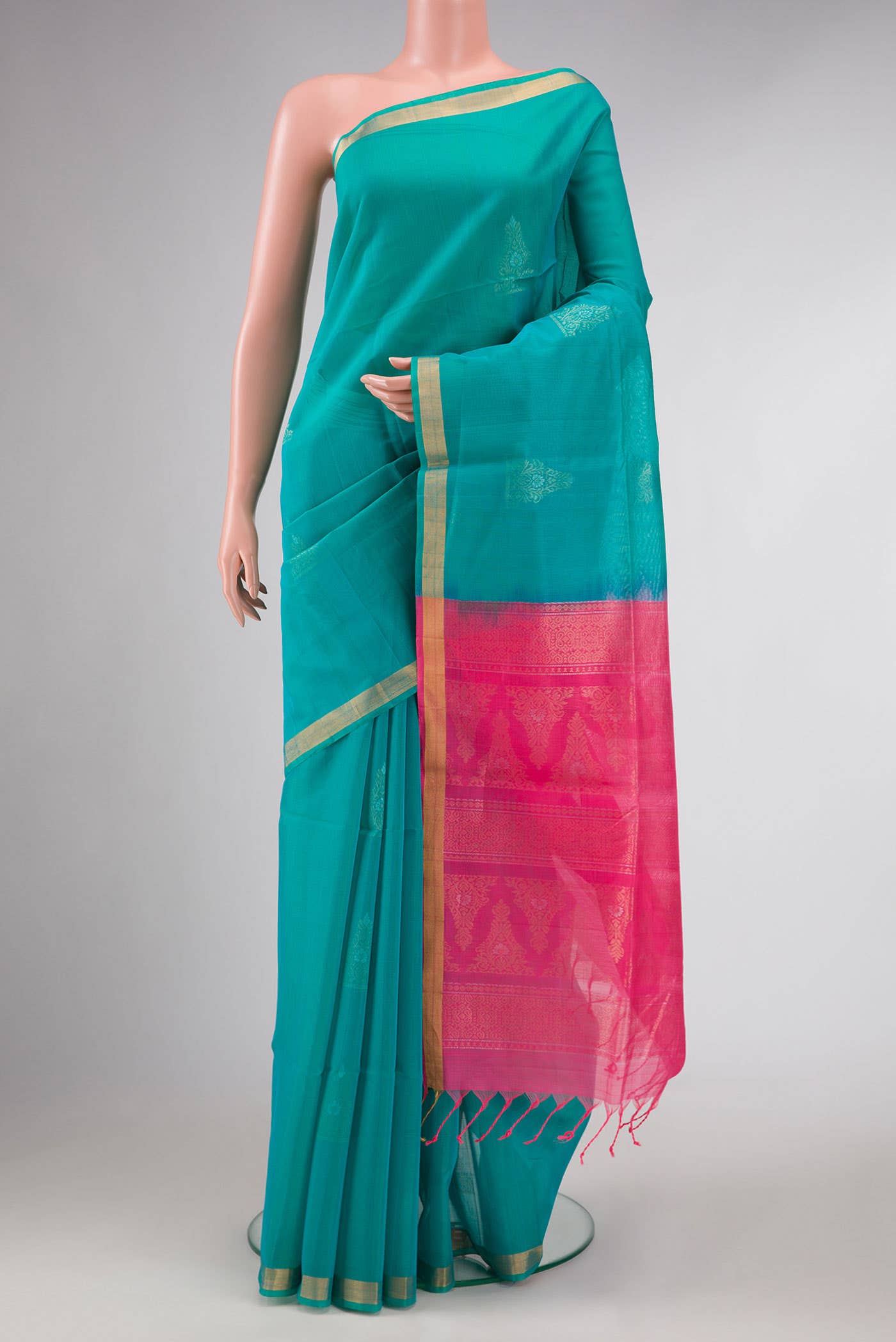 Sky Blue Dual Tone Silk Cotton Saree