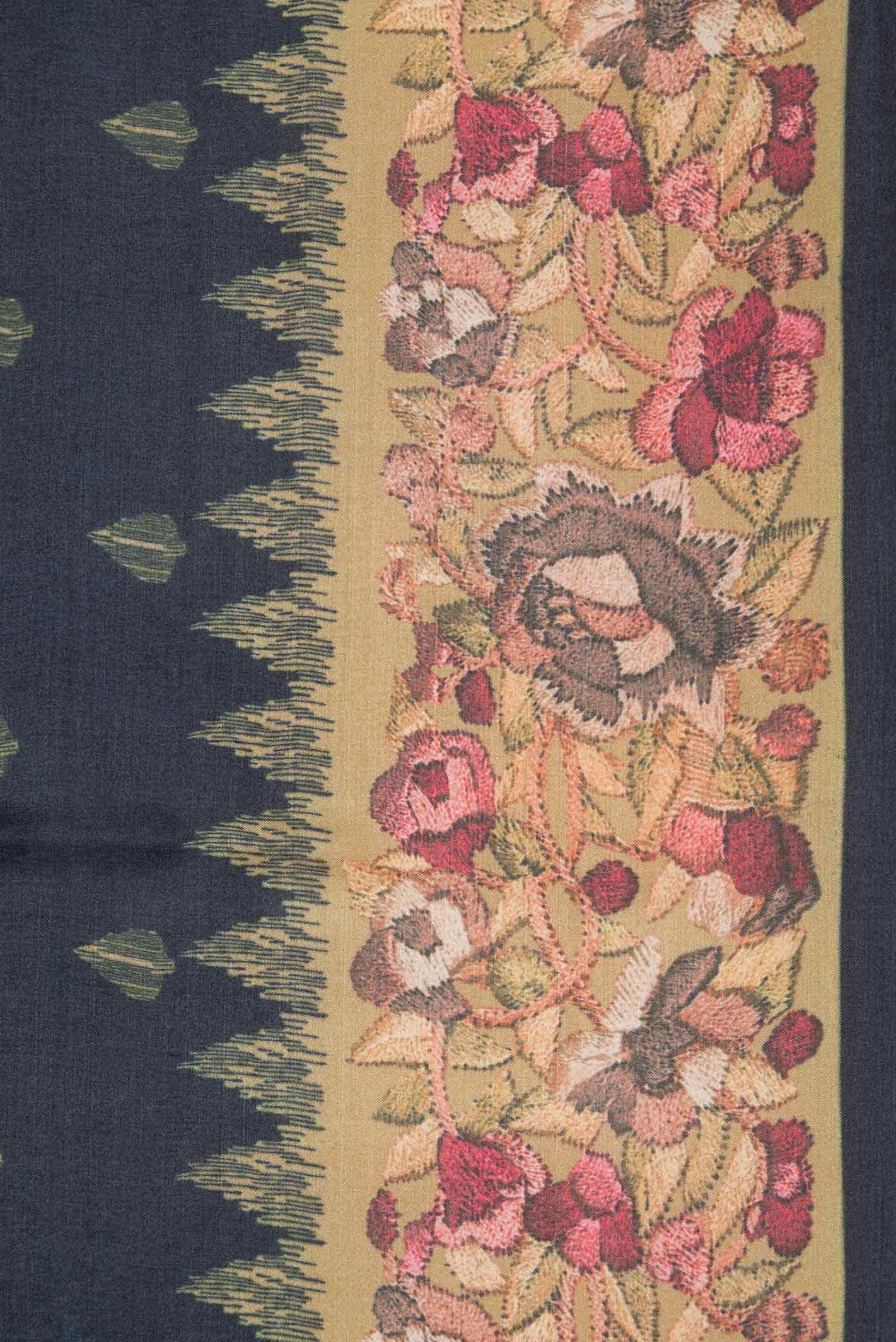 Navy Blue Tussar Silk Saree