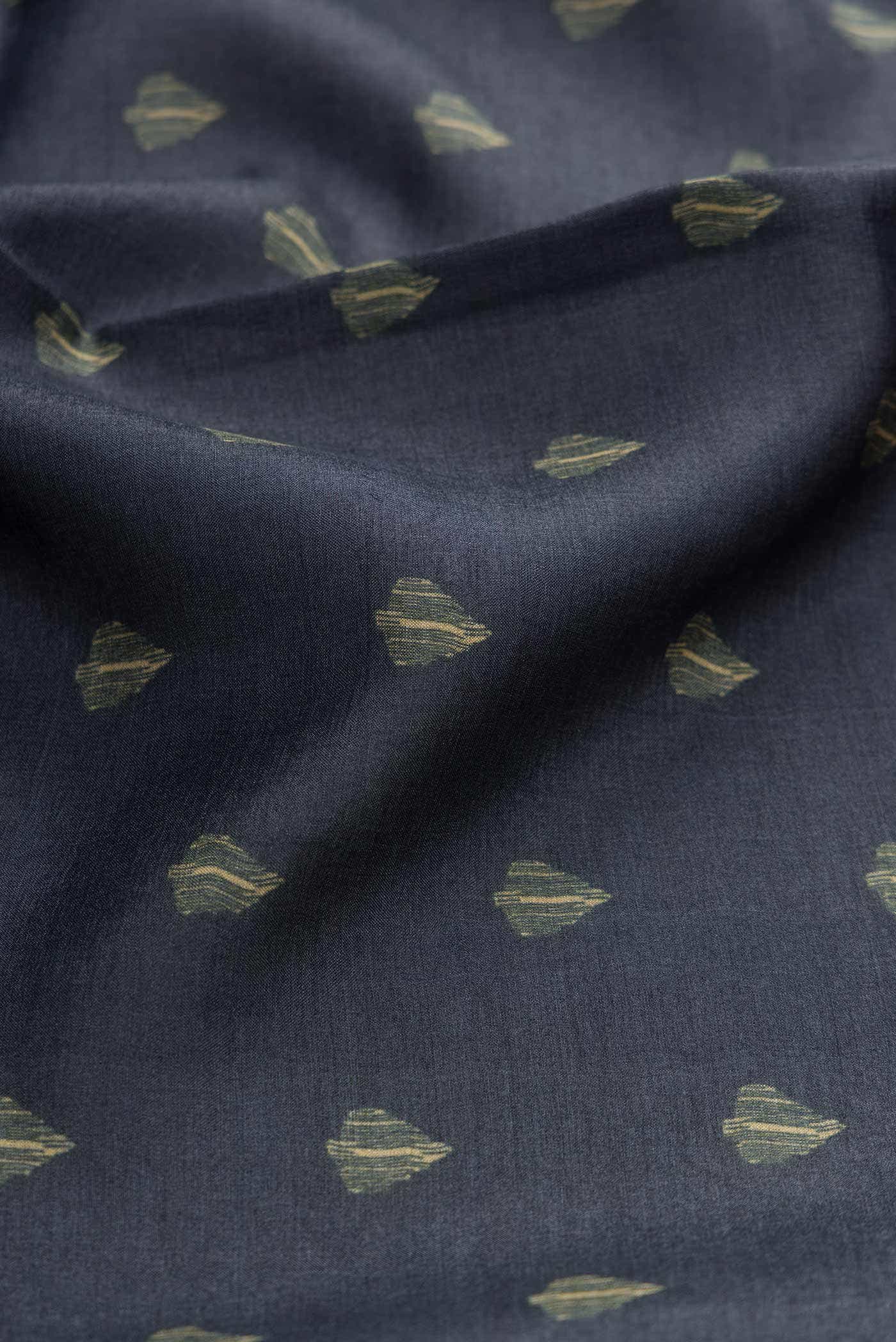 Navy Blue Tussar Silk Saree