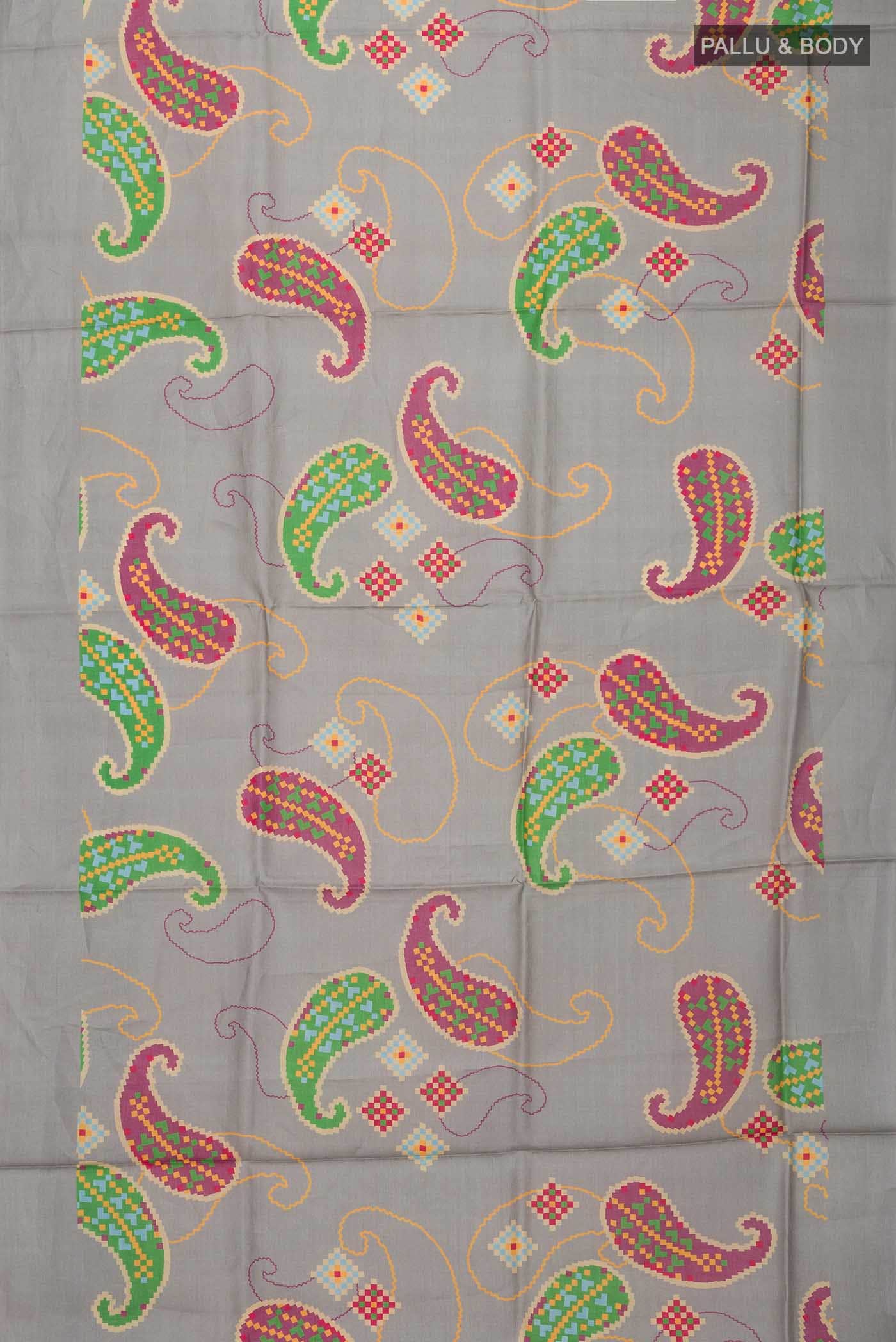 Grey Tussar Silk Saree
