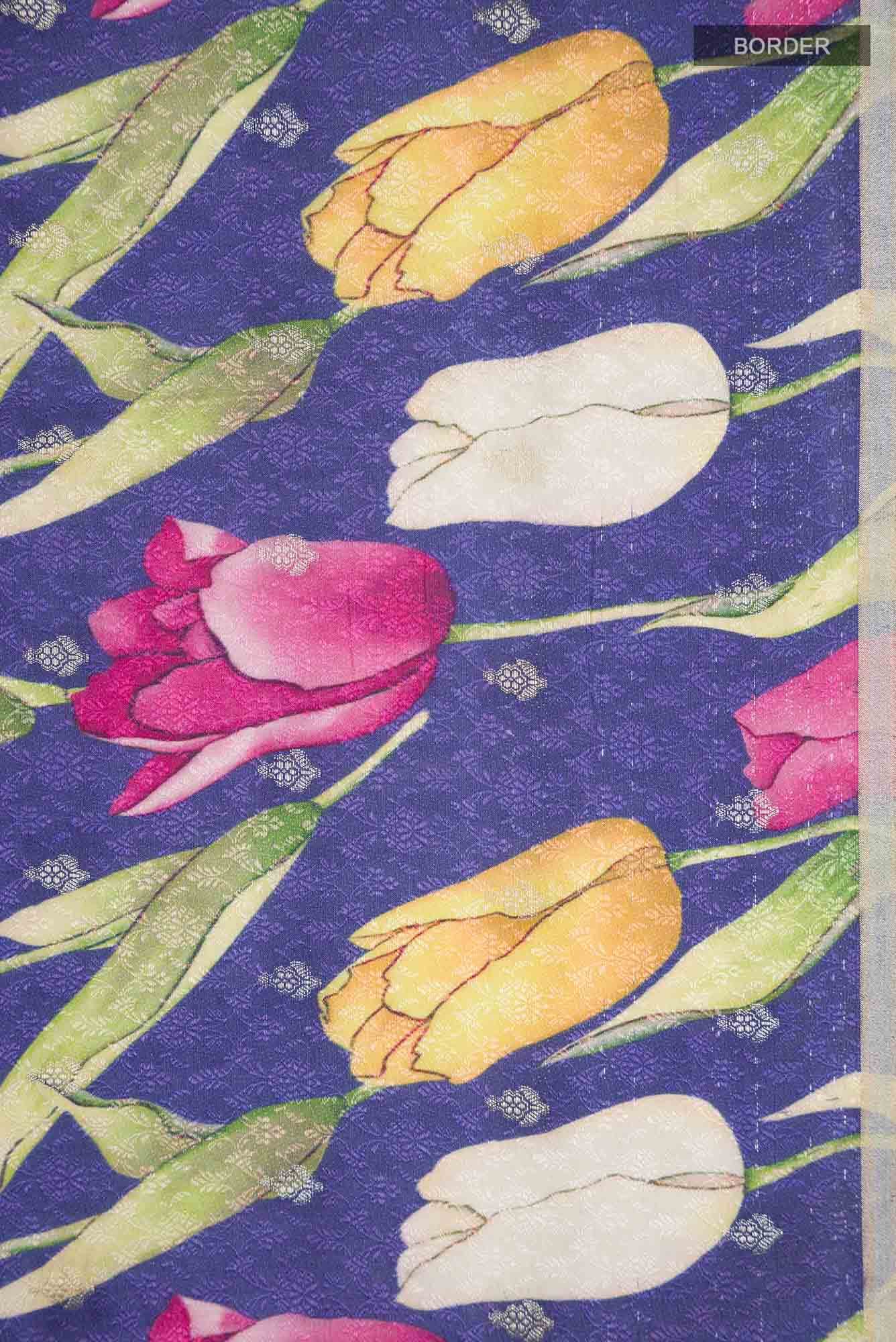 Lavender Tussar Silk Saree