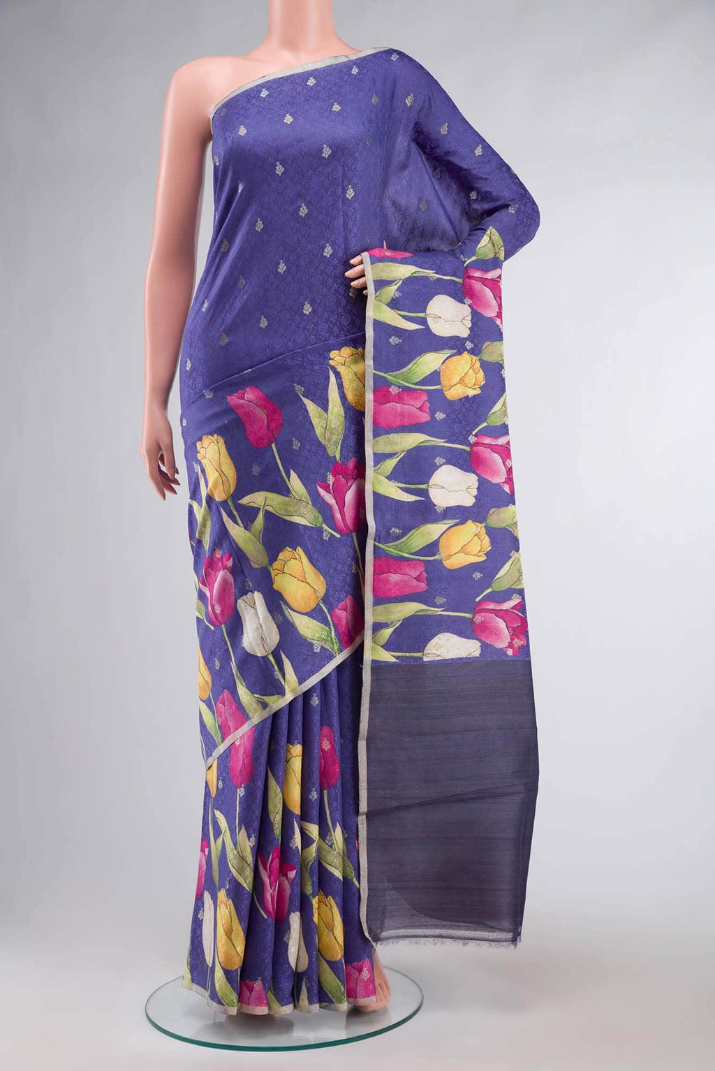 Lavender Tussar Silk Saree
