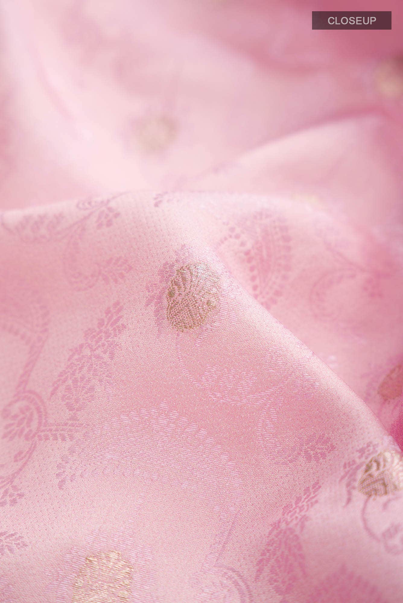 Rose pink Tussar Silk Saree