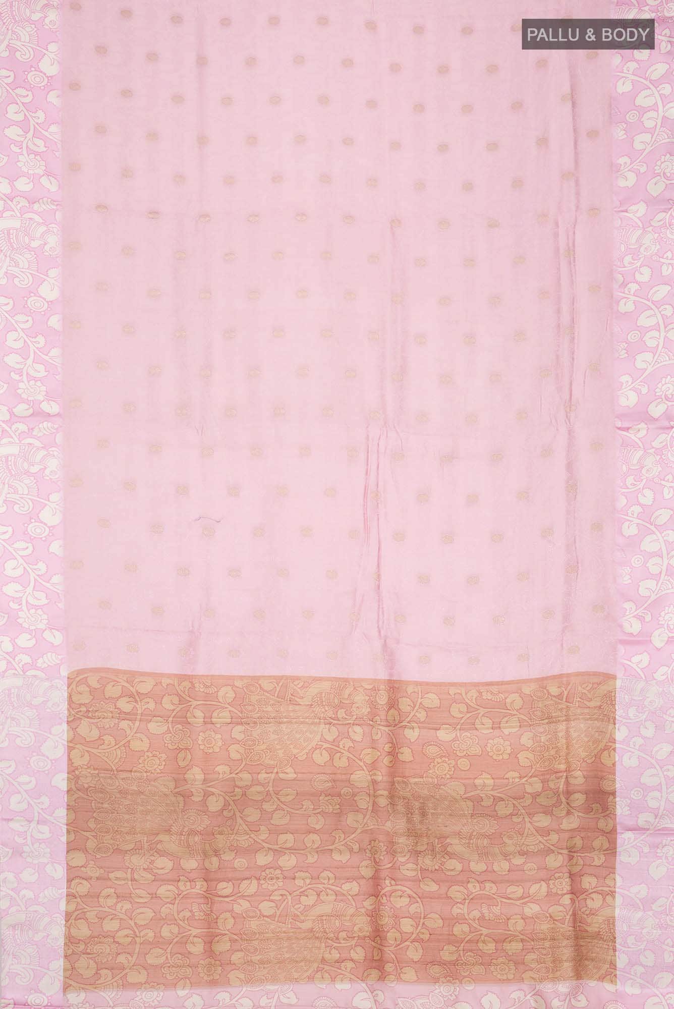 Rose pink Tussar Silk Saree