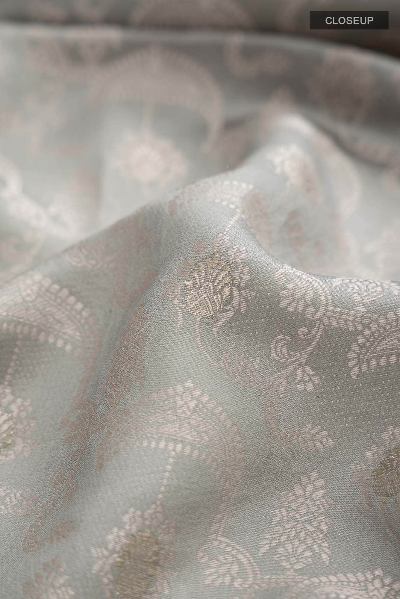 Grey Tussar Silk Saree