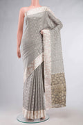 Grey Tussar Silk Saree
