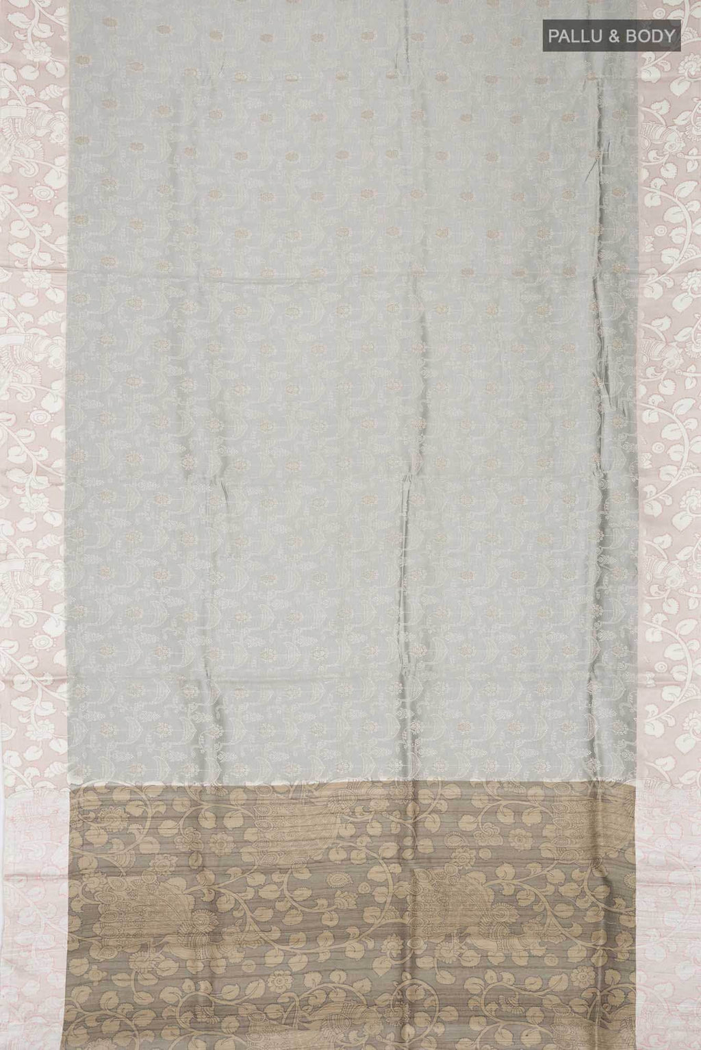 Grey Tussar Silk Saree
