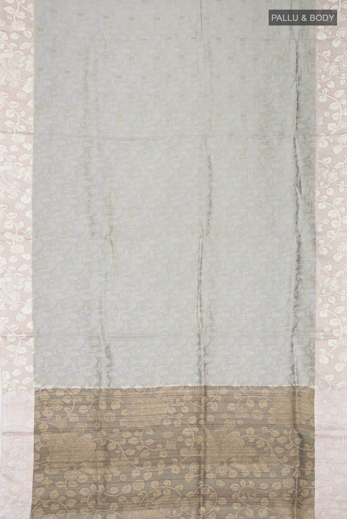 Grey Tussar Silk Saree