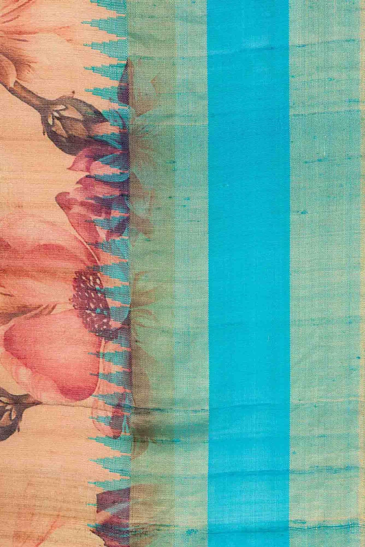 Golden Peach Dual Tone Tussar Silk Saree
